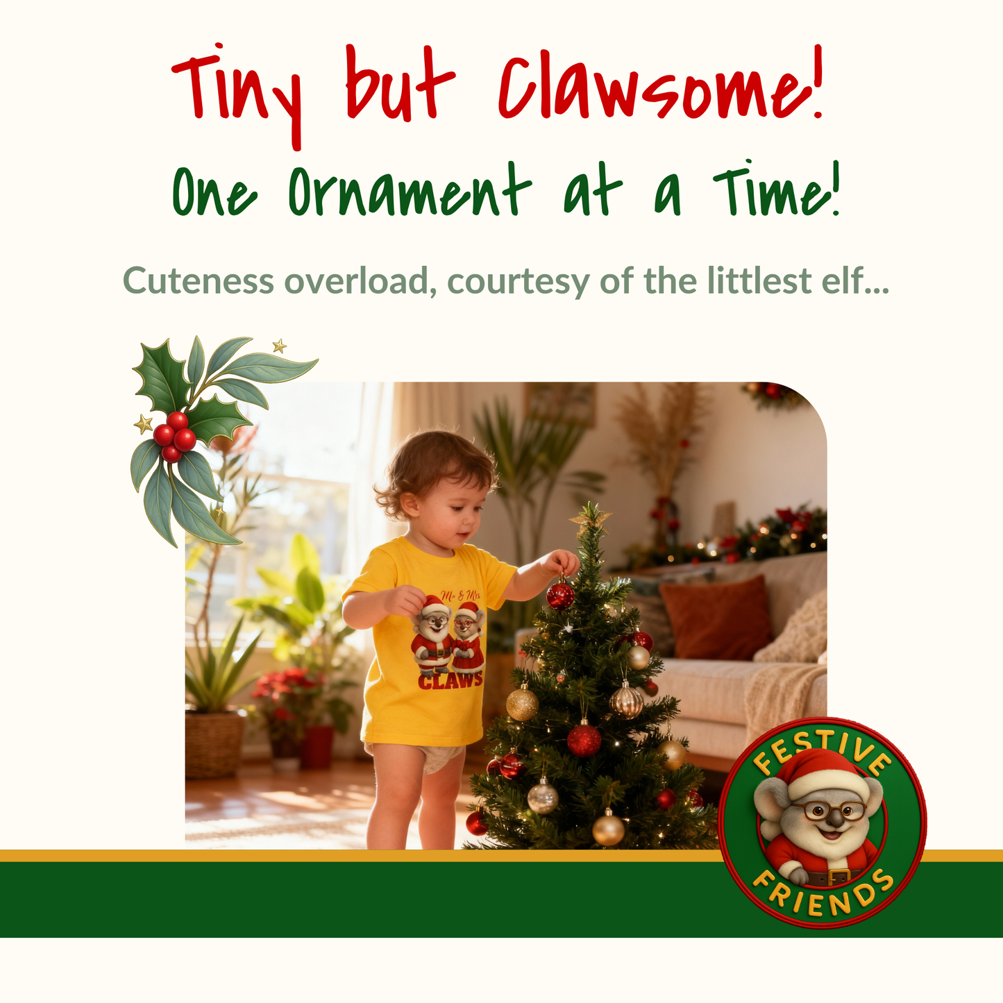 Mr and Mrs Claws – Toddler T-Shirt | Koala Santa and Mrs Claws Design | Gumleaf Gang Festive Friends