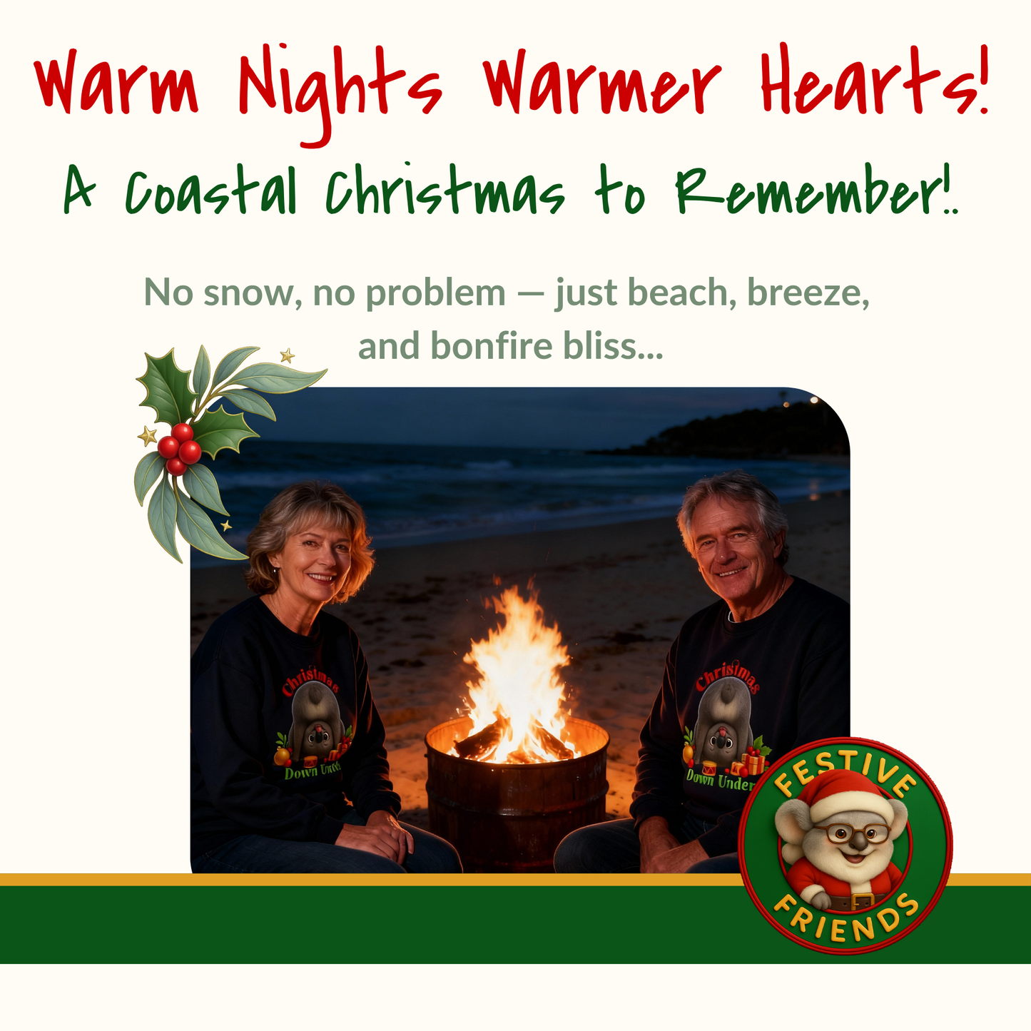 Christmas Down Under – Adult Sweatshirt | Upside Down Koala Christmas Design | Gumleaf Gang Festive Friends