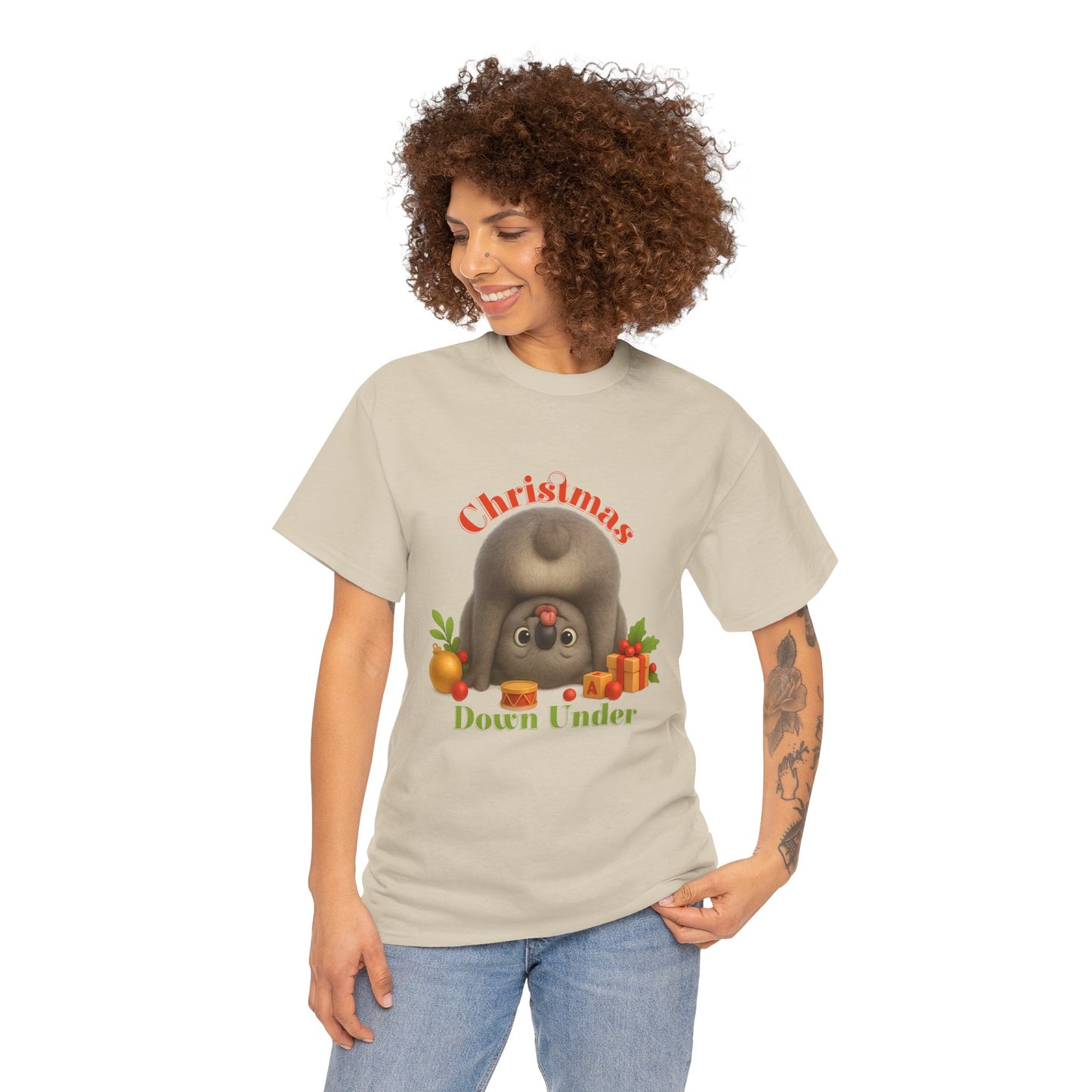 Christmas Down Under – Adult T-Shirt | Upside Down Koala Christmas Design | Gumleaf Gang Festive Friends