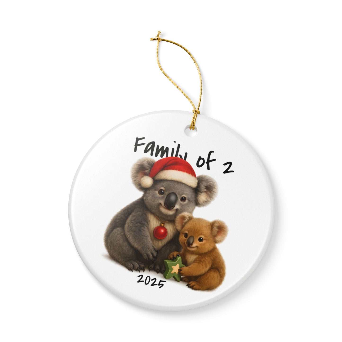 Single Parent Family of 2 Australian Animal Christmas Ornament – Koala Design – 2025 Festive Keepsake