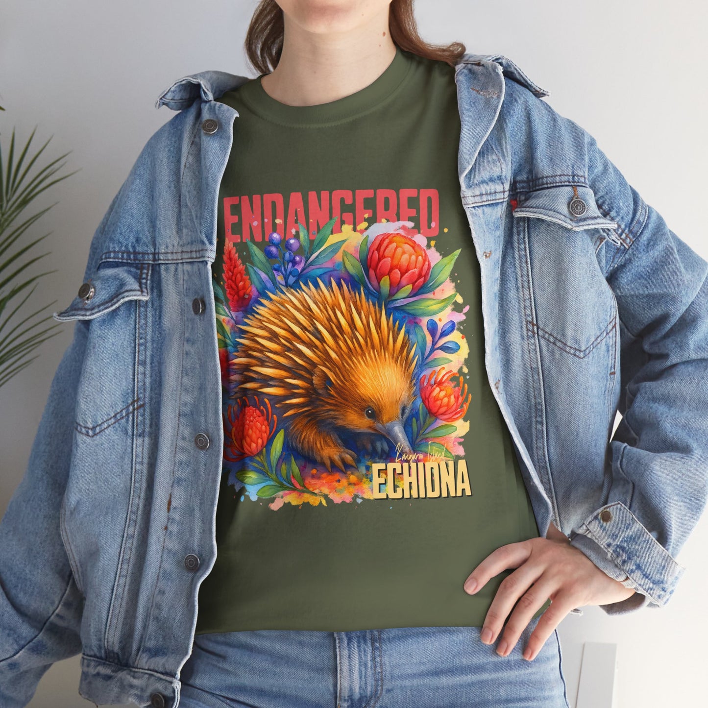 Endangered Kangaroo Island Echidna – Adult T-Shirt | Australian Wildlife Conservation Design | Waratah and Wood Hearts and Habitats
