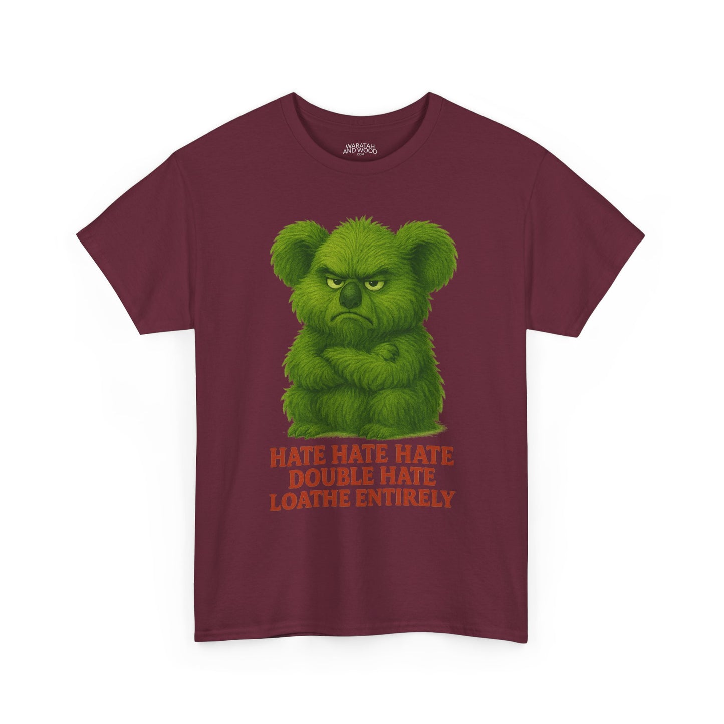 Grumpy Green Koala Christmas – Adult T-Shirt | Native Wildlife Design | Gumleaf Gang Festive Friends