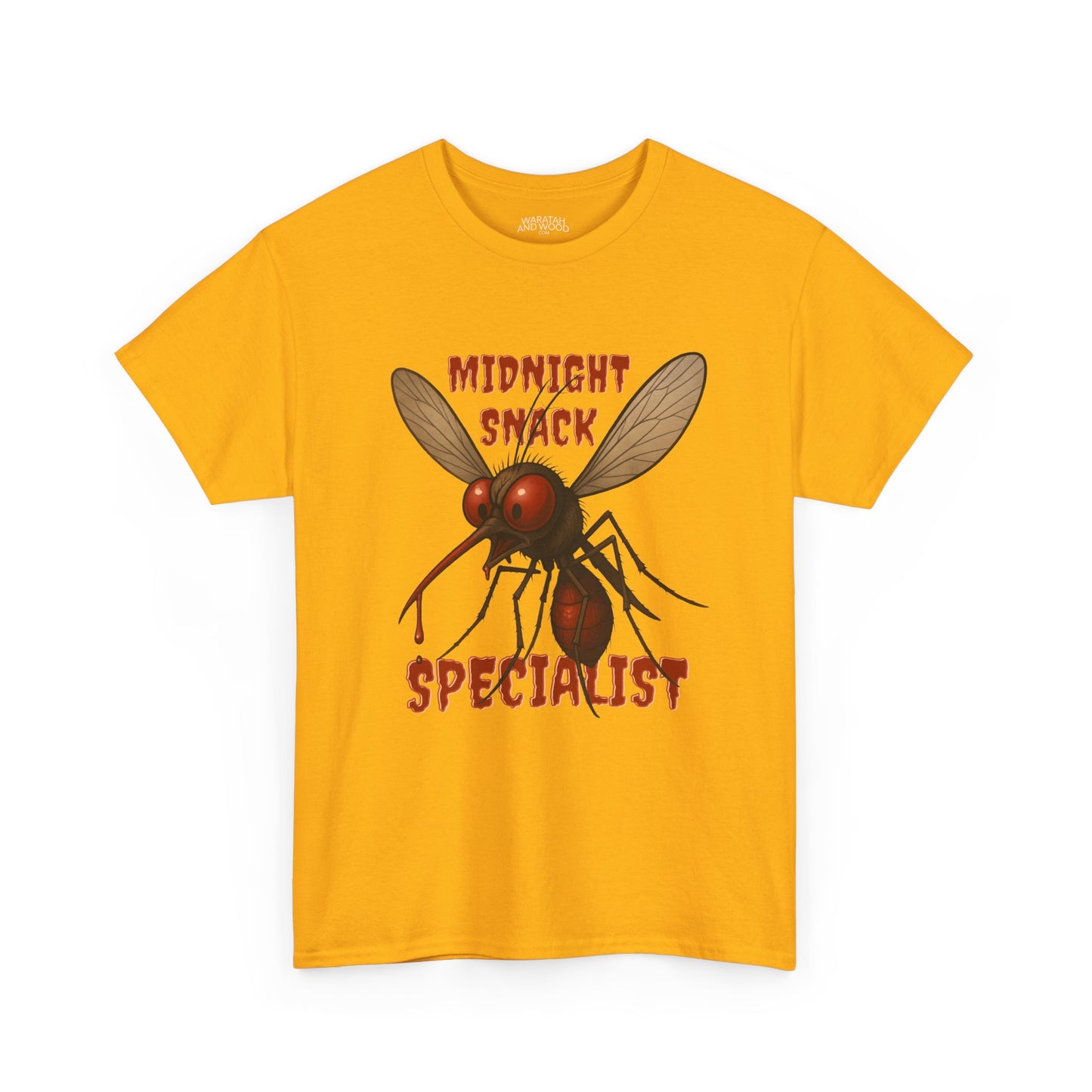 Midnight Snack Specialist – Adult T-Shirt | Funny Aussie Mozzie Vampire Design | Waratah and Wood Pride and Play Collection