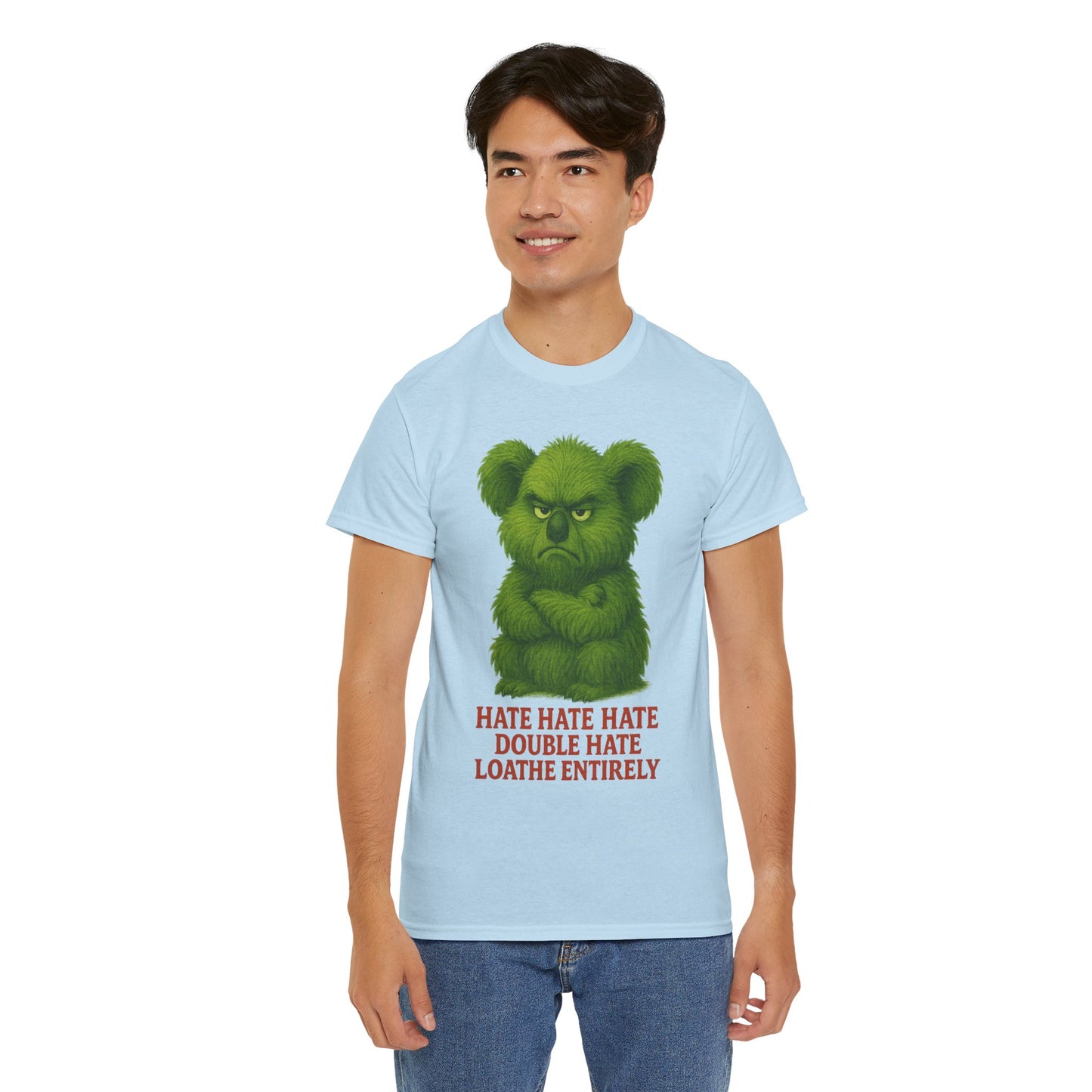 Grumpy Green Koala Christmas – Adult T-Shirt | Native Wildlife Design | Gumleaf Gang Festive Friends
