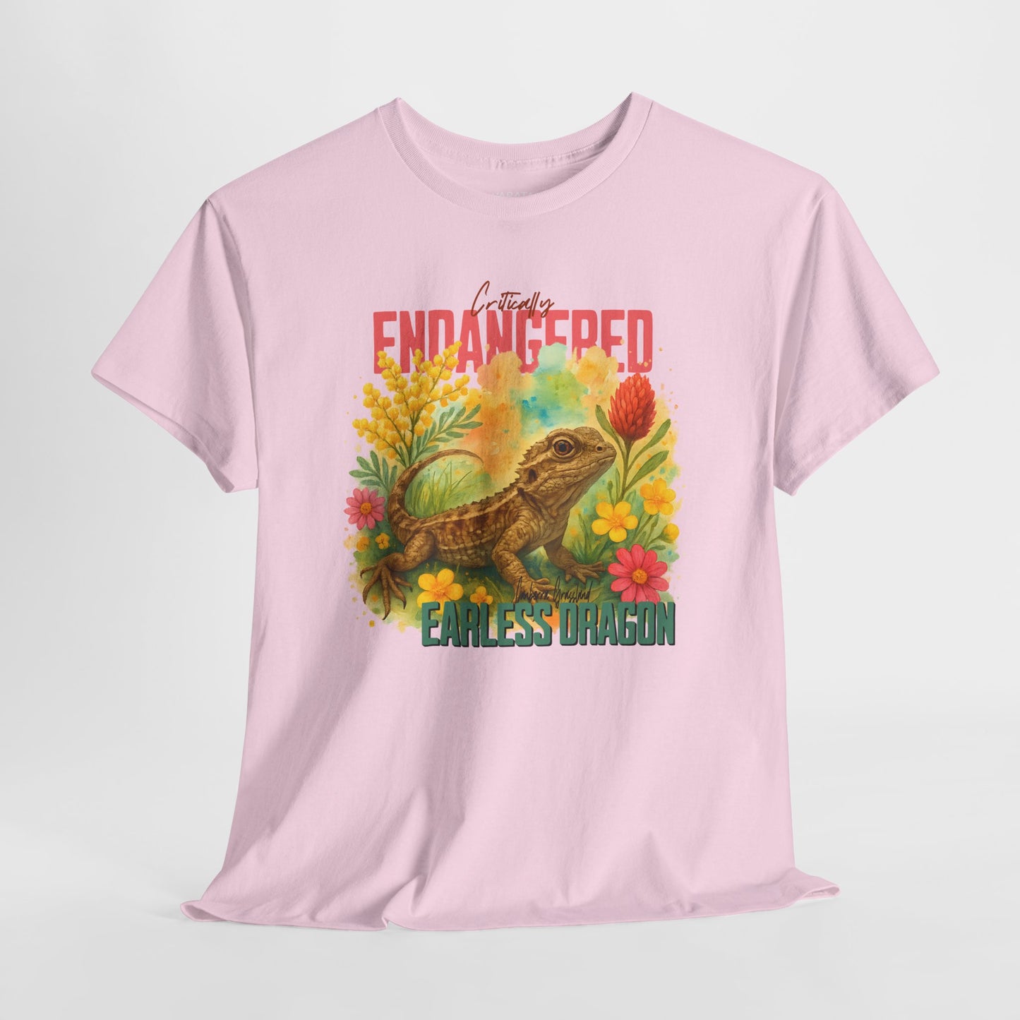 Critically Endangered Canberra Grassland Earless Dragon - Adult T-Shirt – Australian Wildlife Awareness