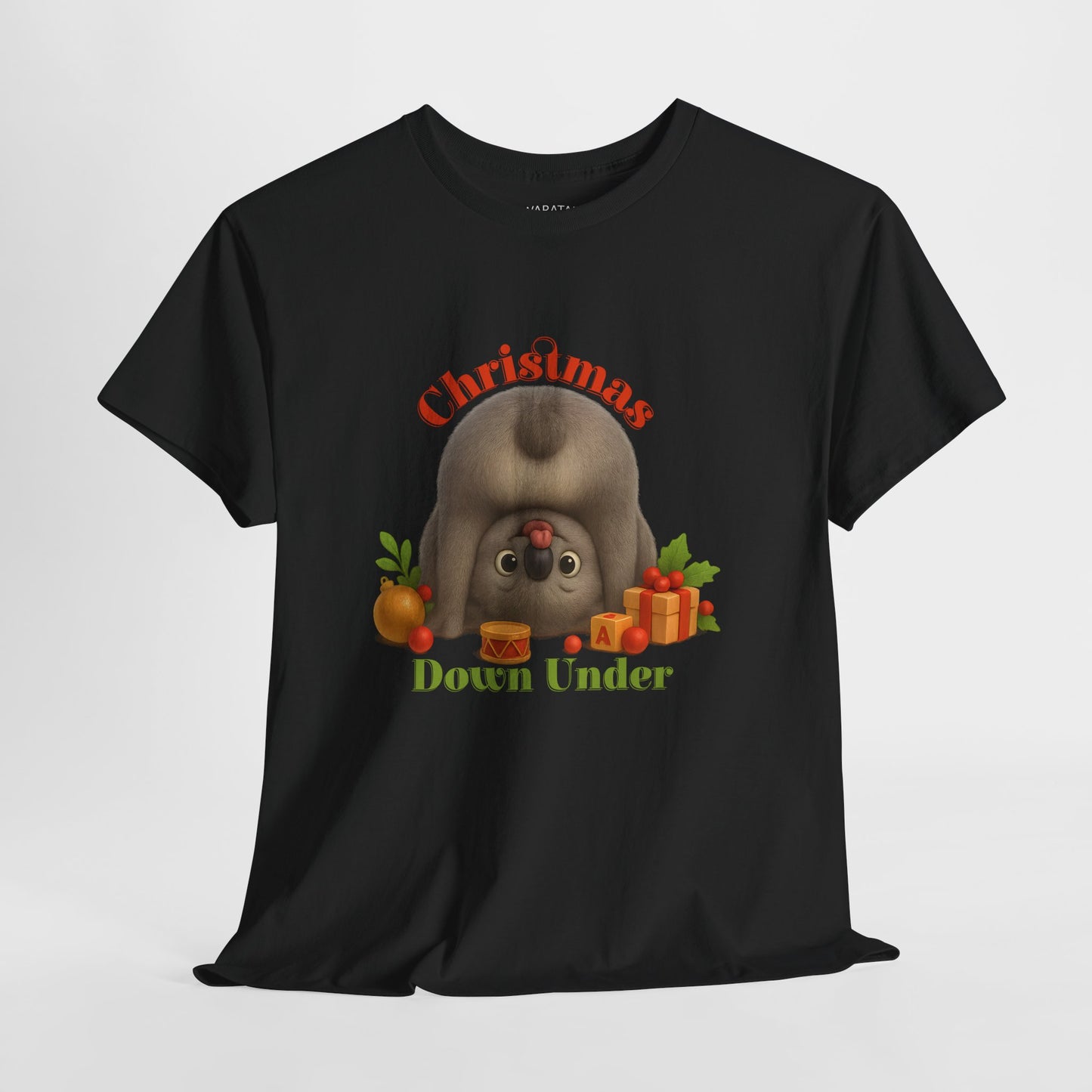 Christmas Down Under – Adult T-Shirt | Upside Down Koala Christmas Design | Gumleaf Gang Festive Friends