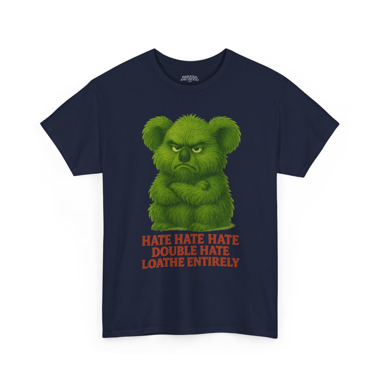 Grumpy Green Koala Christmas – Adult T-Shirt | Native Wildlife Design | Gumleaf Gang Festive Friends