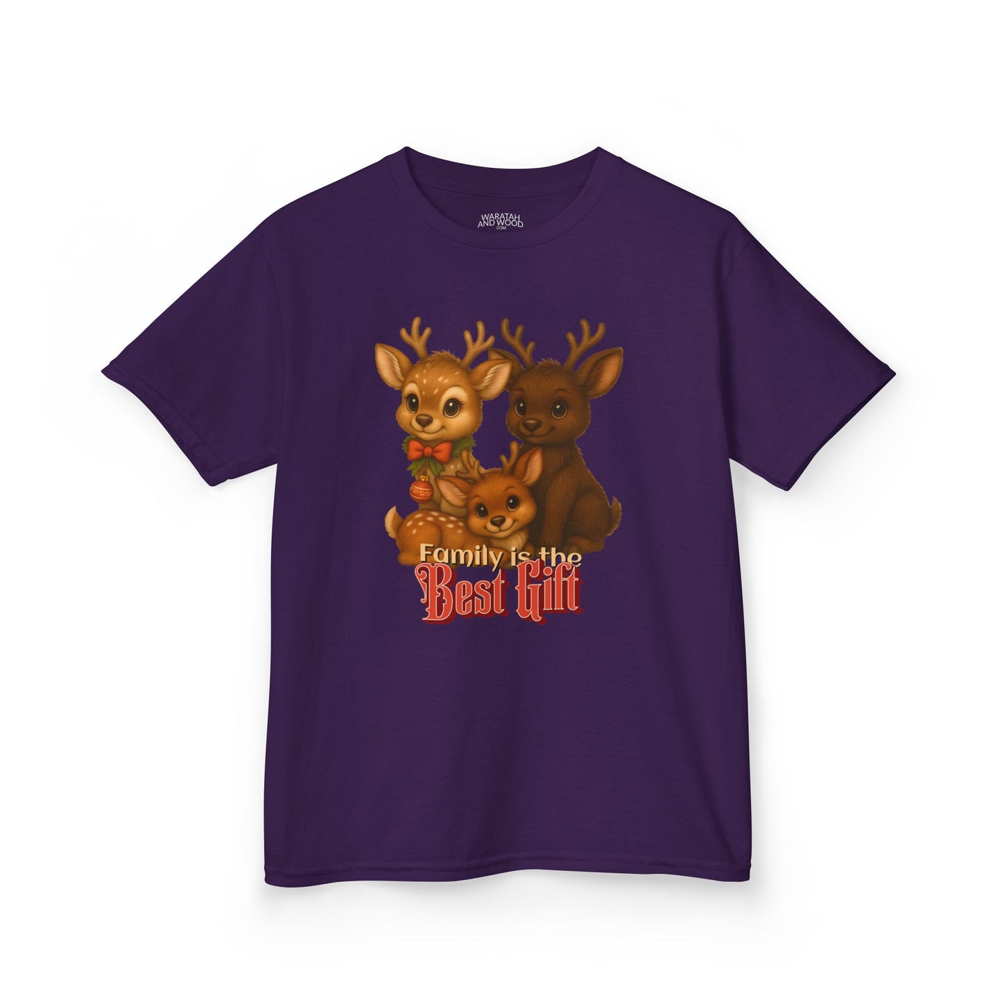 Family is the Best Gift – Kids T-Shirt | Kangaroo Christmas Design | Gumleaf Gang Festive Friends