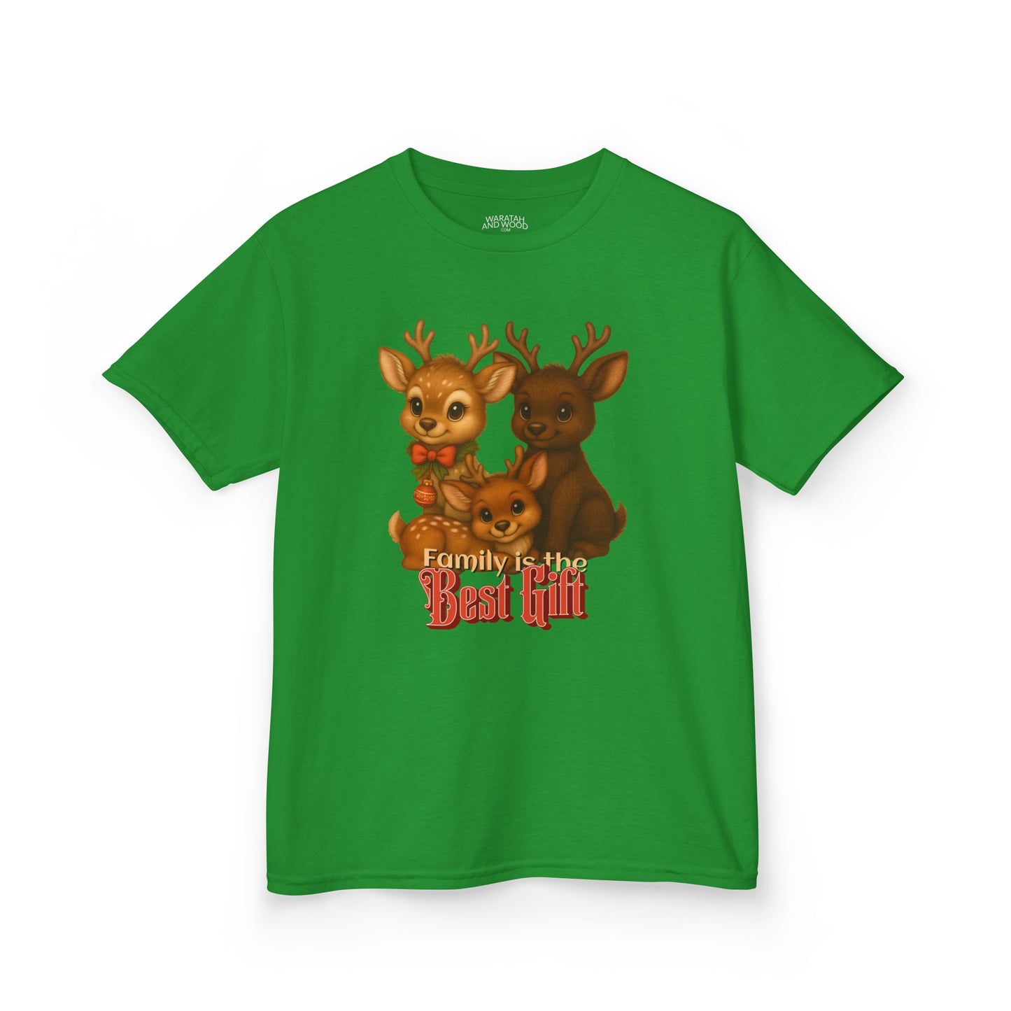 Family is the Best Gift – Kids T-Shirt | Kangaroo Christmas Design | Gumleaf Gang Festive Friends
