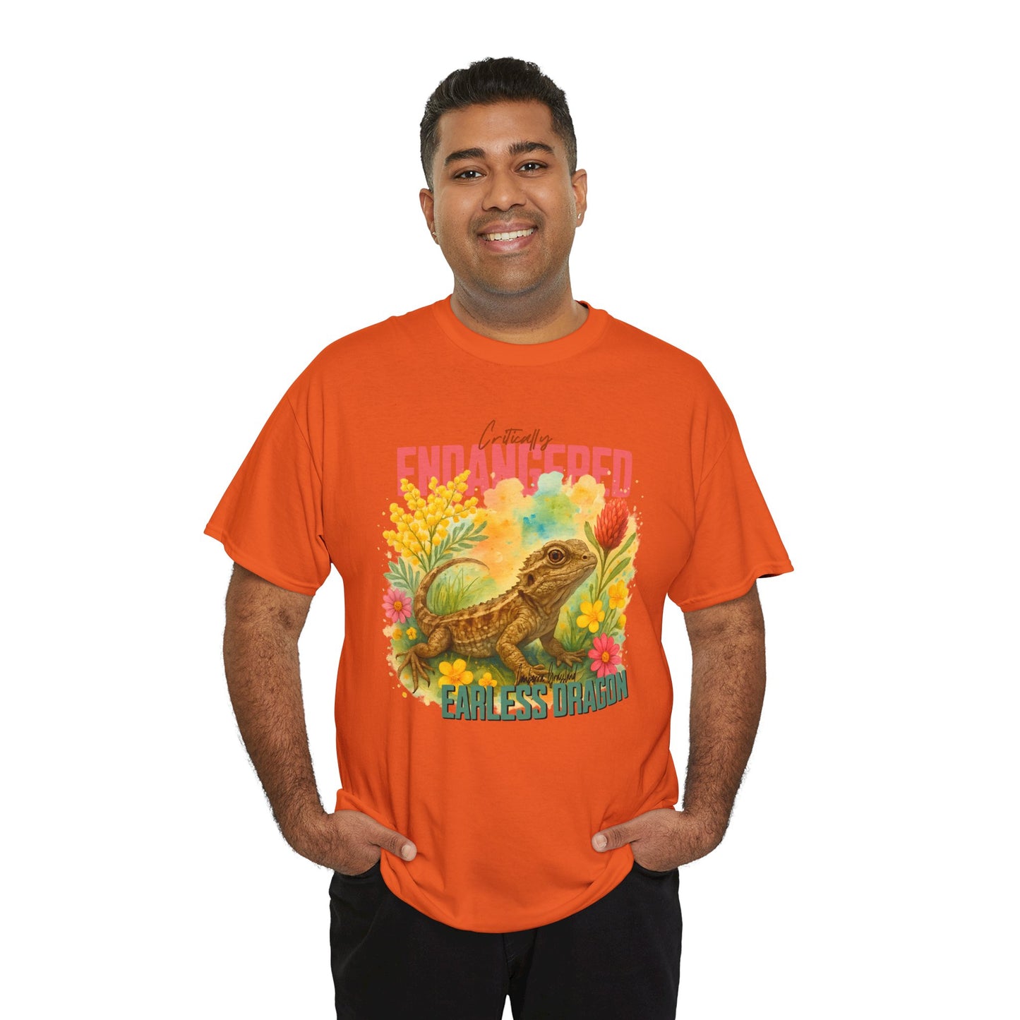 Critically Endangered Canberra Grassland Earless Dragon - Adult T-Shirt – Australian Wildlife Awareness