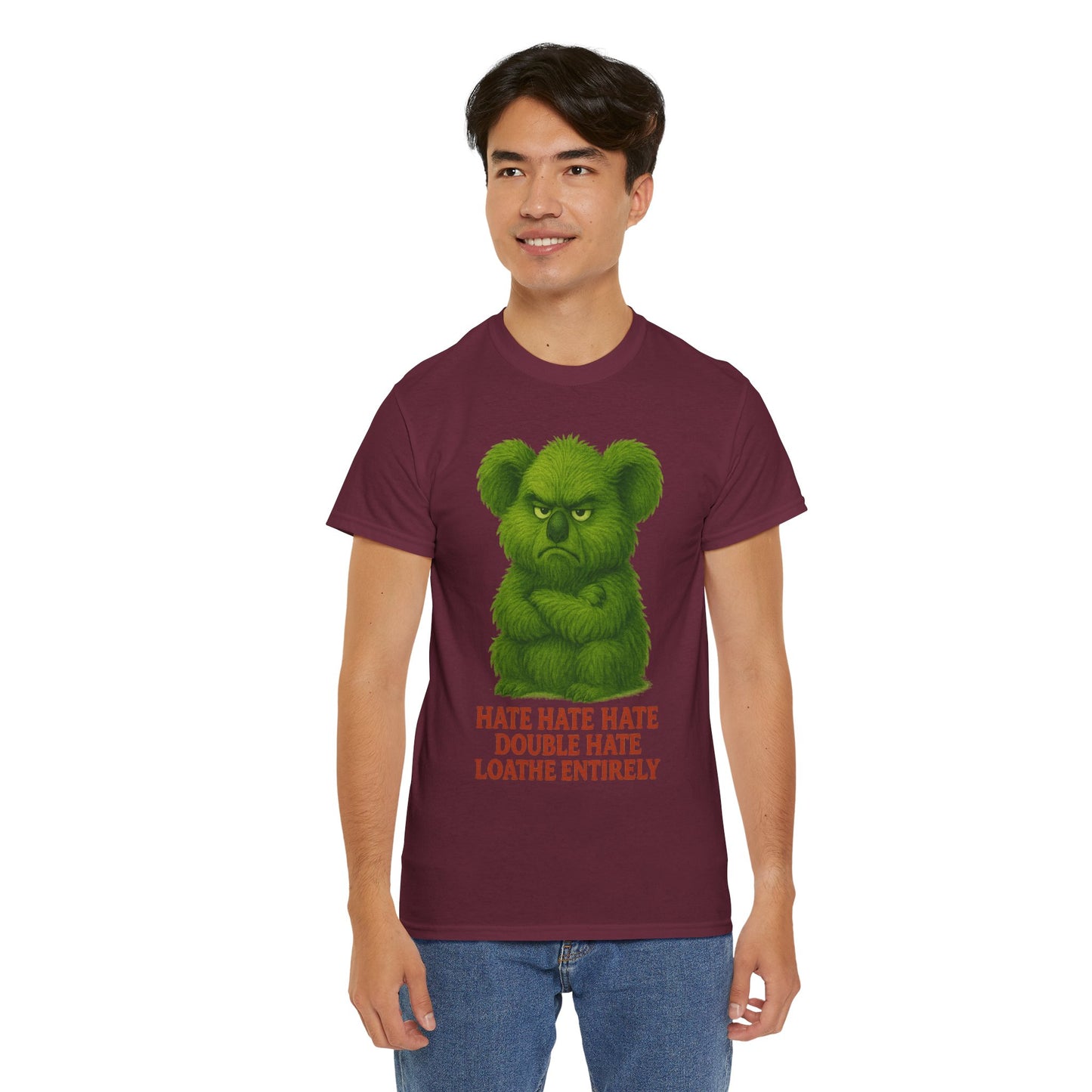 Grumpy Green Koala Christmas – Adult T-Shirt | Native Wildlife Design | Gumleaf Gang Festive Friends