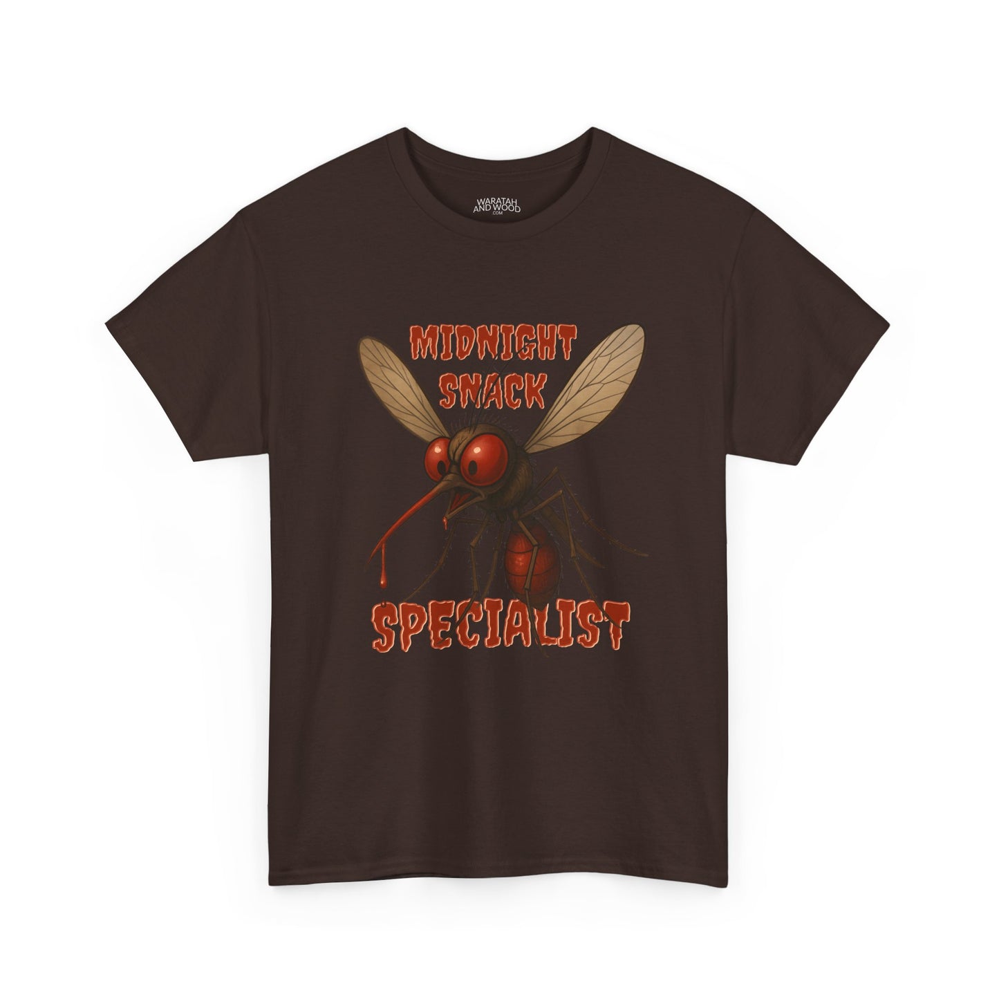 Midnight Snack Specialist – Adult T-Shirt | Funny Aussie Mozzie Vampire Design | Waratah and Wood Pride and Play Collection