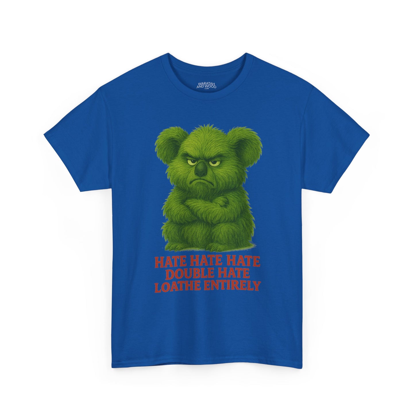 Grumpy Green Koala Christmas – Adult T-Shirt | Native Wildlife Design | Gumleaf Gang Festive Friends