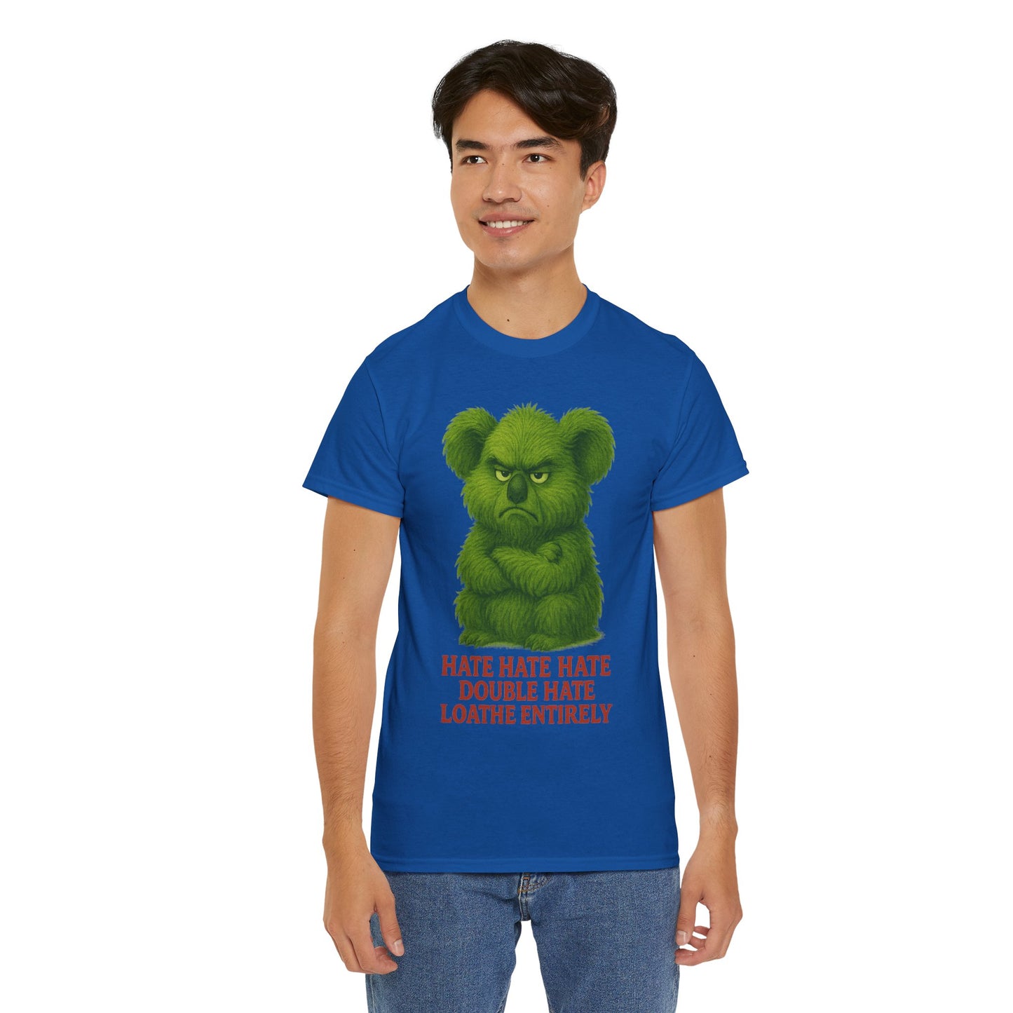 Grumpy Green Koala Christmas – Adult T-Shirt | Native Wildlife Design | Gumleaf Gang Festive Friends