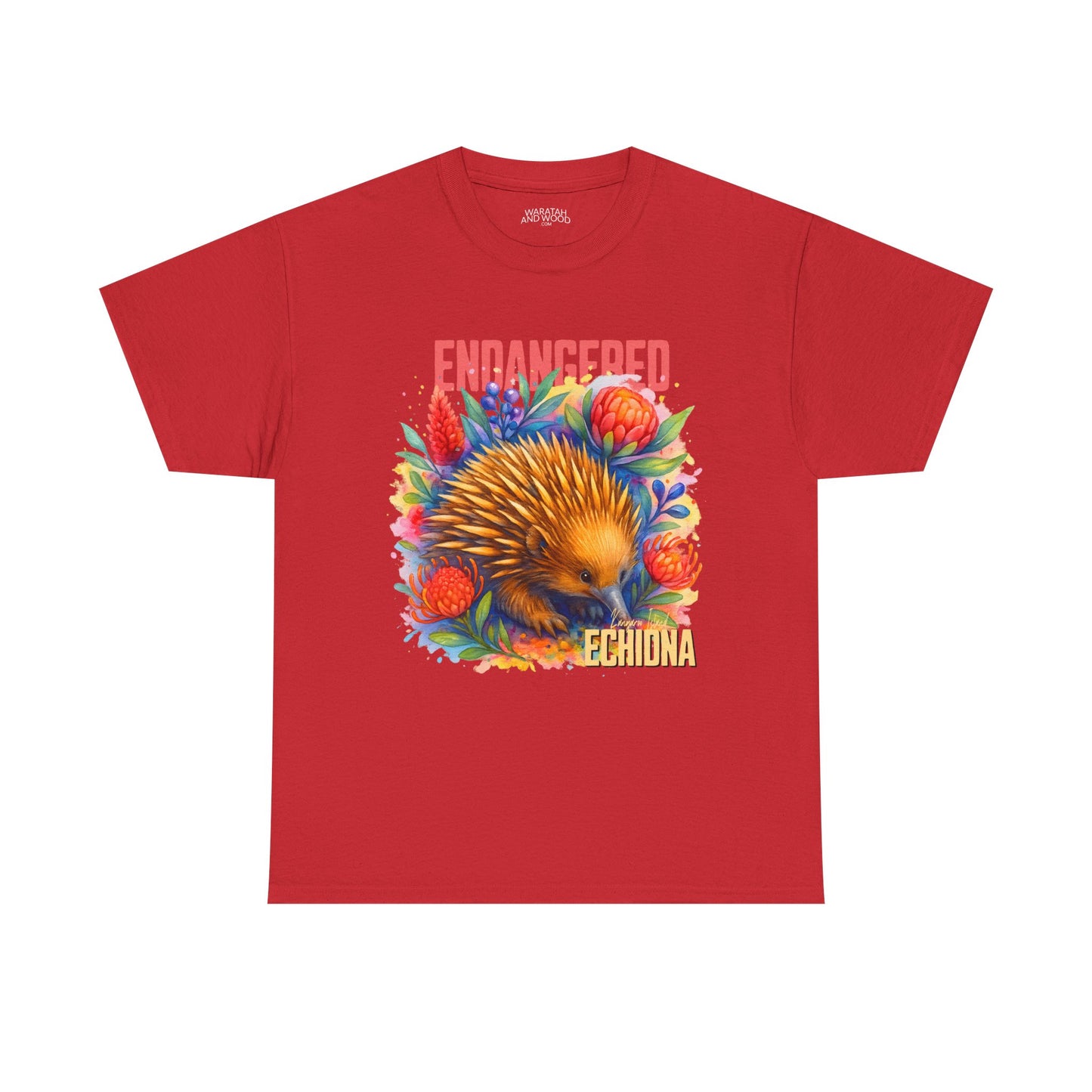 Endangered Kangaroo Island Echidna – Adult T-Shirt | Australian Wildlife Conservation Design | Waratah and Wood Hearts and Habitats