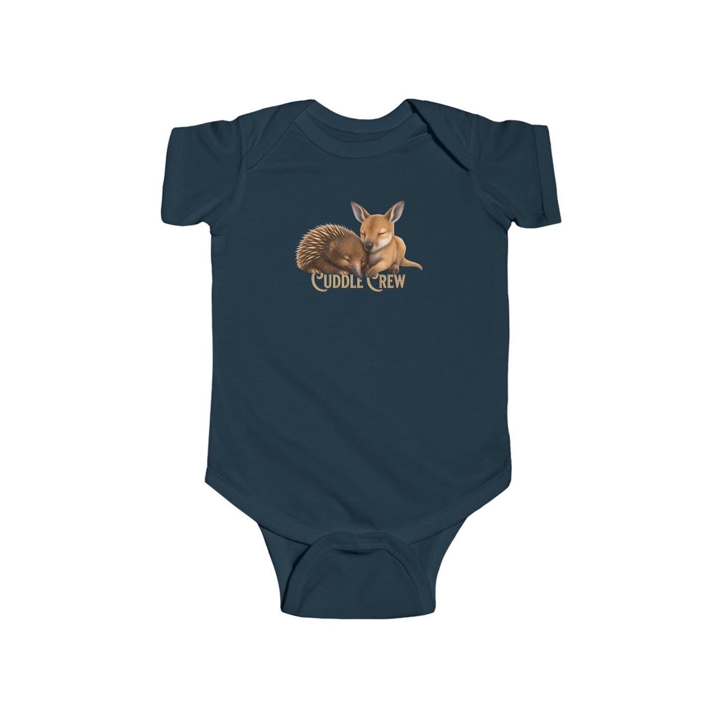 Cuddle Crew - Baby Romper | Kangaroo and Echidna Australian Wildlife Design | Gumleaf Gang Bushland Bonds