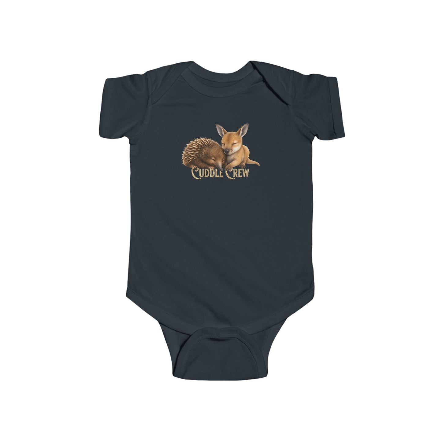Cuddle Crew - Baby Romper | Kangaroo and Echidna Australian Wildlife Design | Gumleaf Gang Bushland Bonds