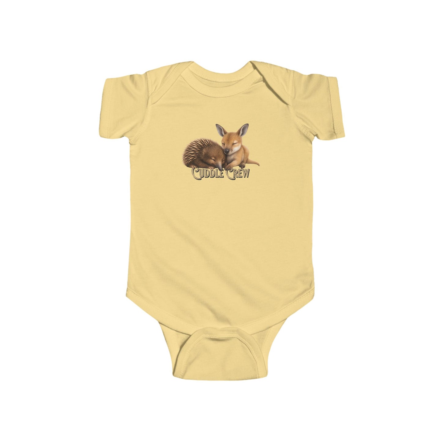 Cuddle Crew - Baby Romper | Kangaroo and Echidna Australian Wildlife Design | Gumleaf Gang Bushland Bonds