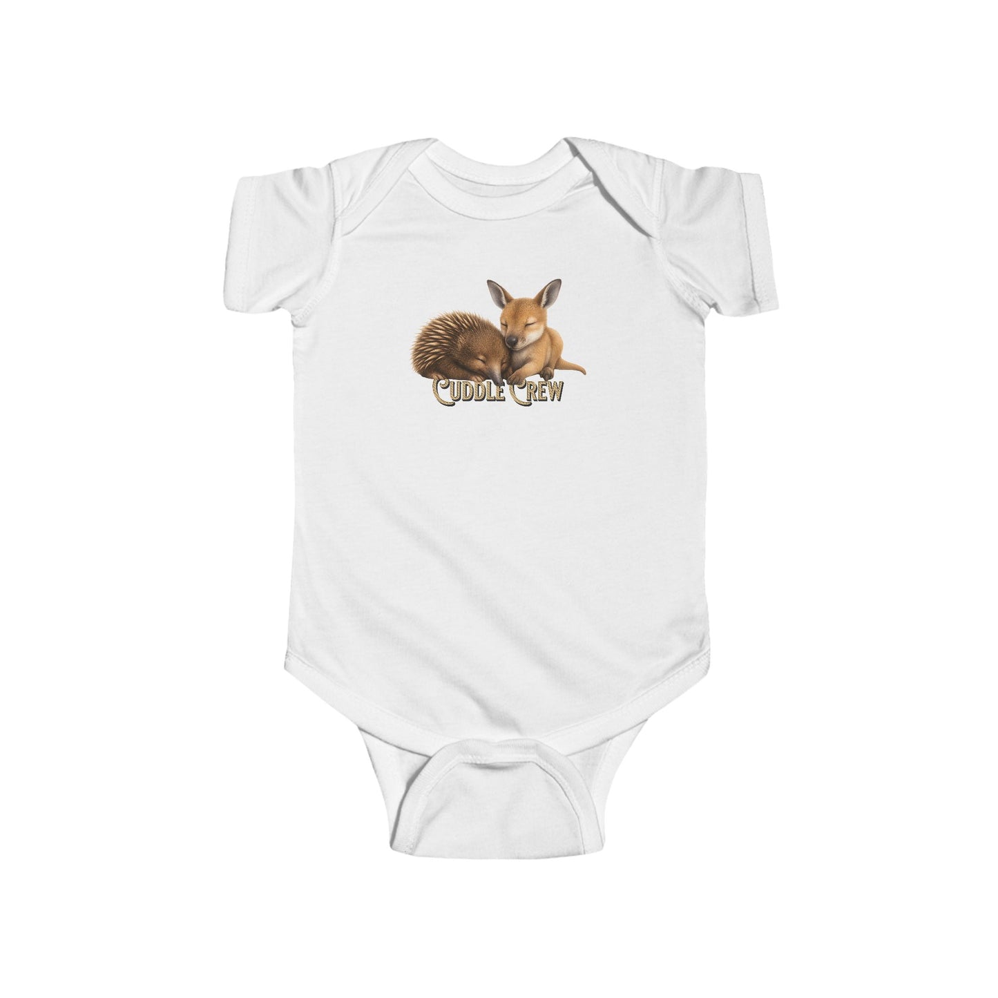 Cuddle Crew - Baby Romper | Kangaroo and Echidna Australian Wildlife Design | Gumleaf Gang Bushland Bonds