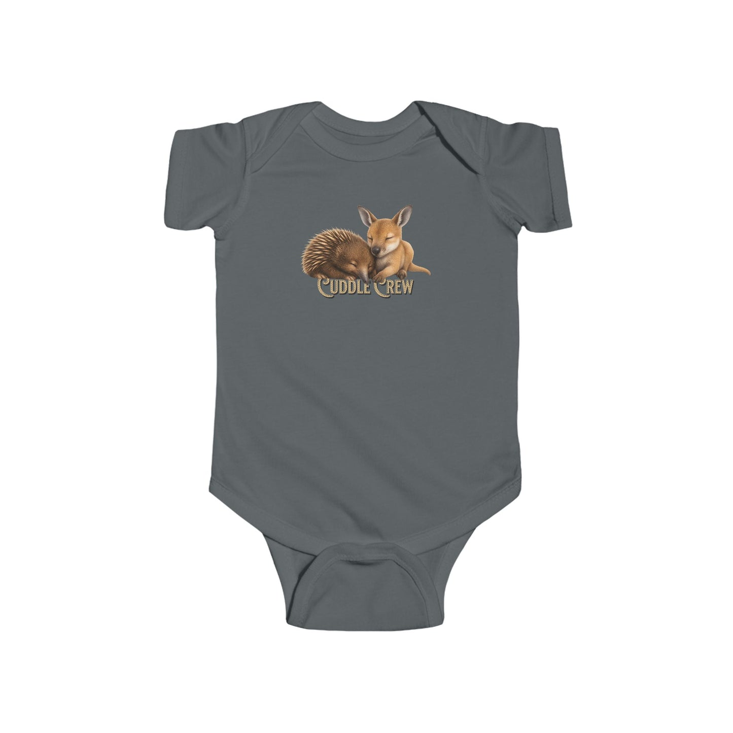 Cuddle Crew - Baby Romper | Kangaroo and Echidna Australian Wildlife Design | Gumleaf Gang Bushland Bonds