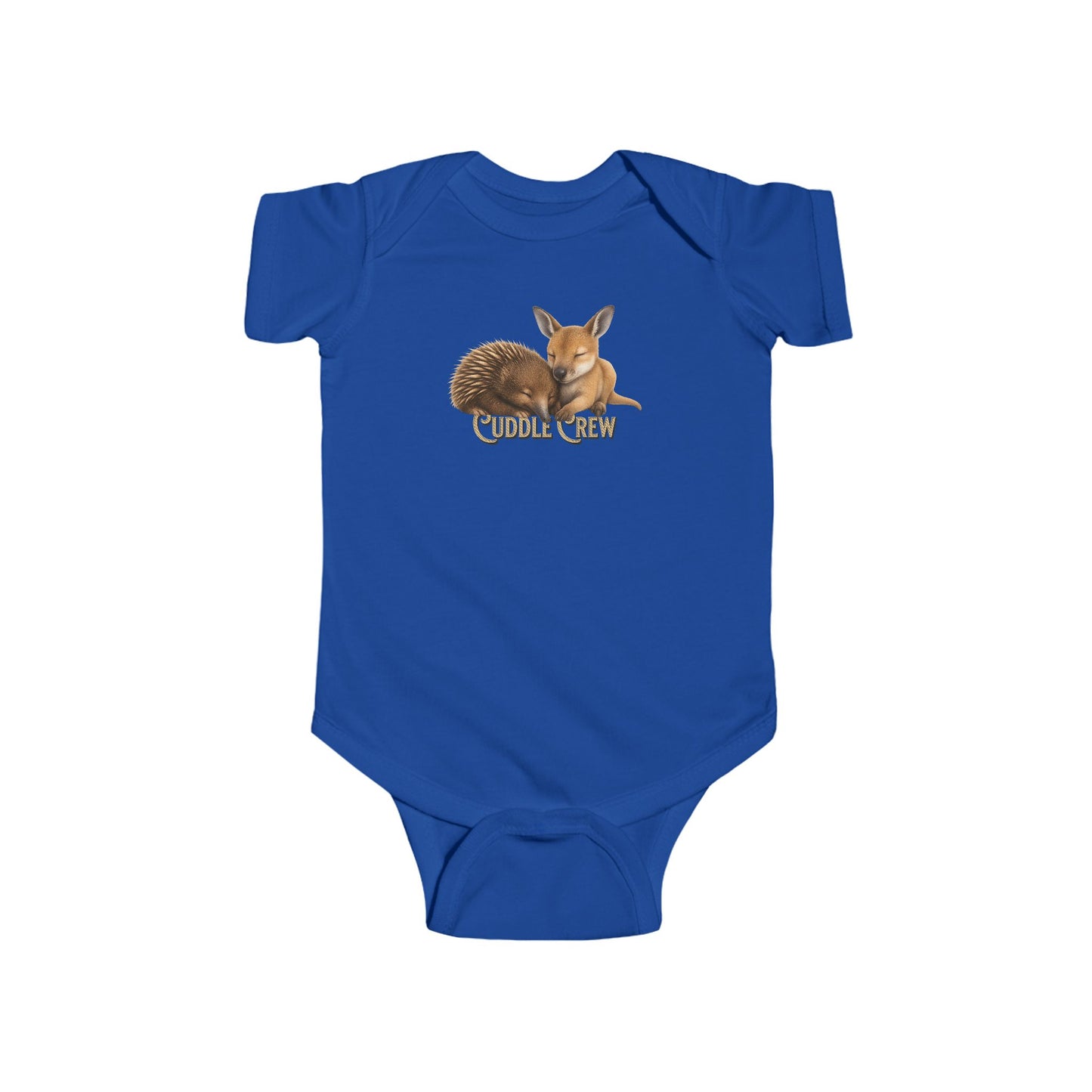 Cuddle Crew - Baby Romper | Kangaroo and Echidna Australian Wildlife Design | Gumleaf Gang Bushland Bonds