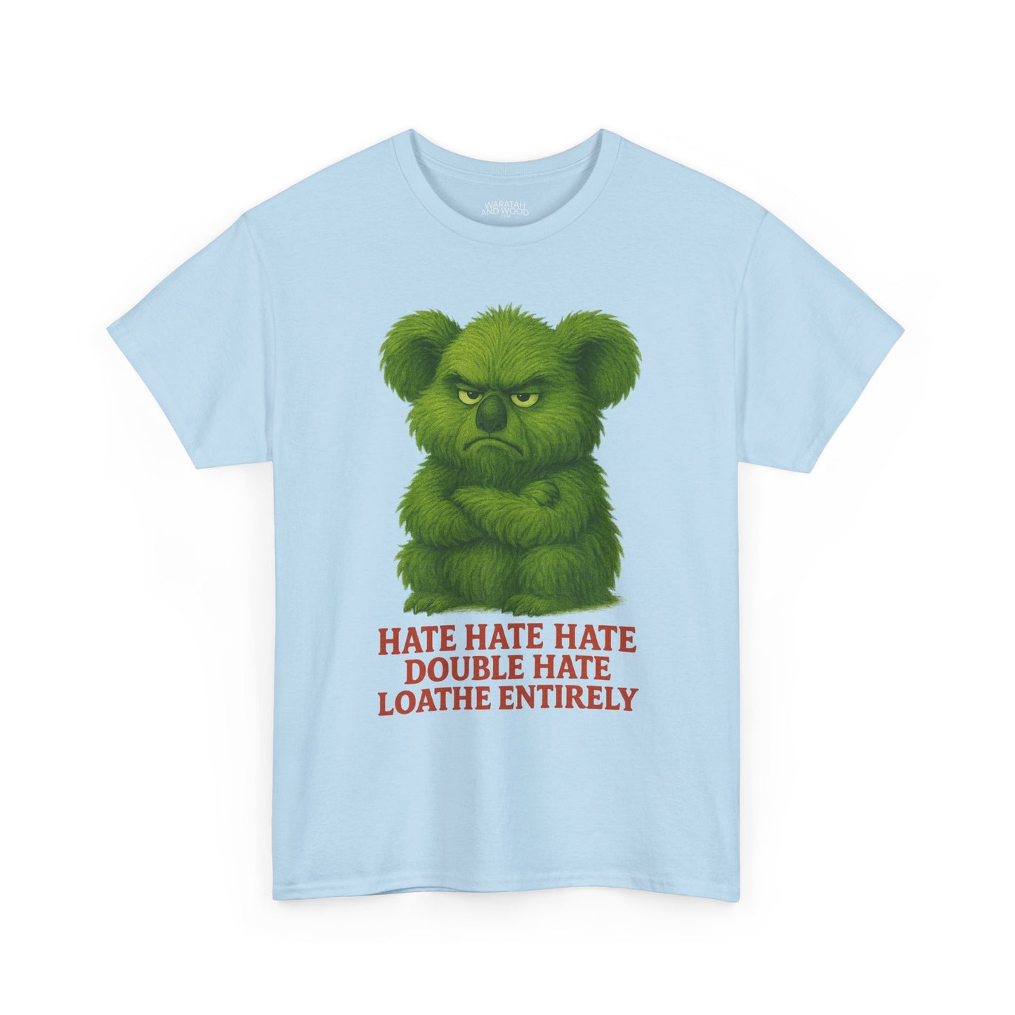 Grumpy Green Koala Christmas – Adult T-Shirt | Native Wildlife Design | Gumleaf Gang Festive Friends