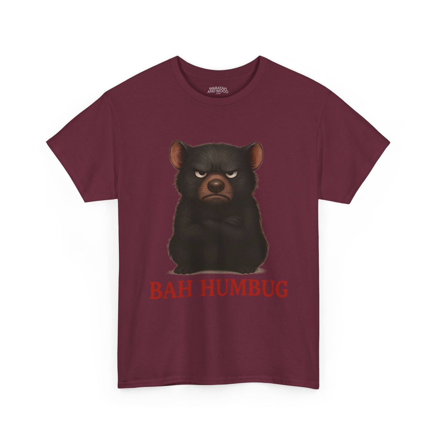 Bah Humbug Christmas – Adult T-Shirt | Tasmanian Devil Design | Gumleaf Gang Festive Friends