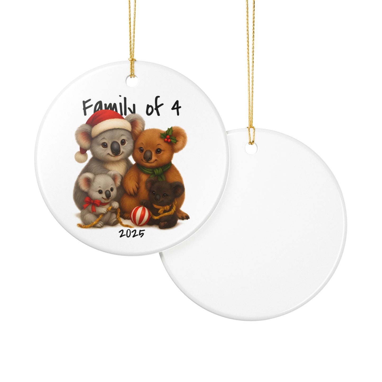 Family of 4 Australian Animal Christmas Ornament – Koala Design – 2025 Festive Keepsake