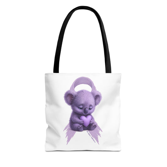 All Cancer Awareness Koala – Lavender Heart  - Tote Bag | Waratah and Wood Comfort and Courage Collection