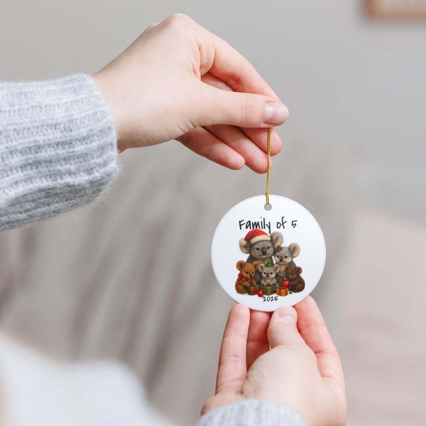 Single Parent Family of 5 Australian Animal Christmas Ornament – Koala Design – 2025 Festive Keepsake