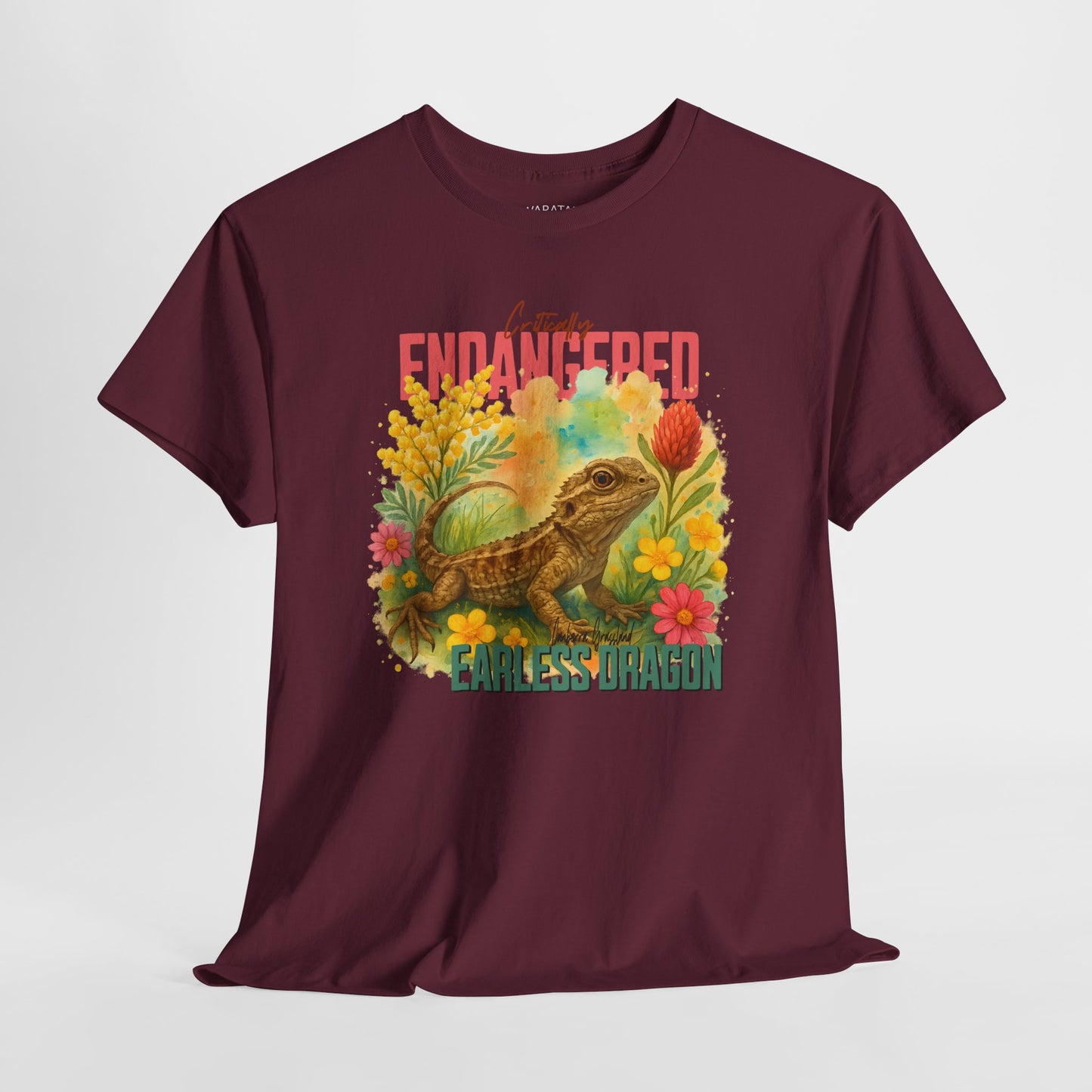 Critically Endangered Canberra Grassland Earless Dragon - Adult T-Shirt – Australian Wildlife Awareness