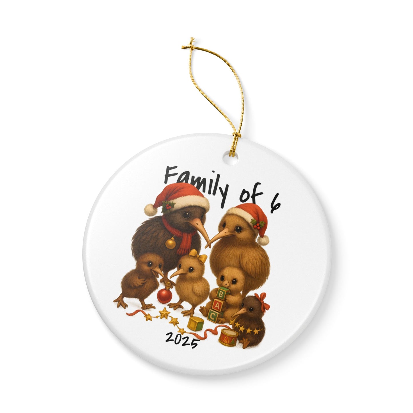 Family of 6 New Zealand Animal Christmas Ornament – Kiwi Design – 2025 Festive Keepsake