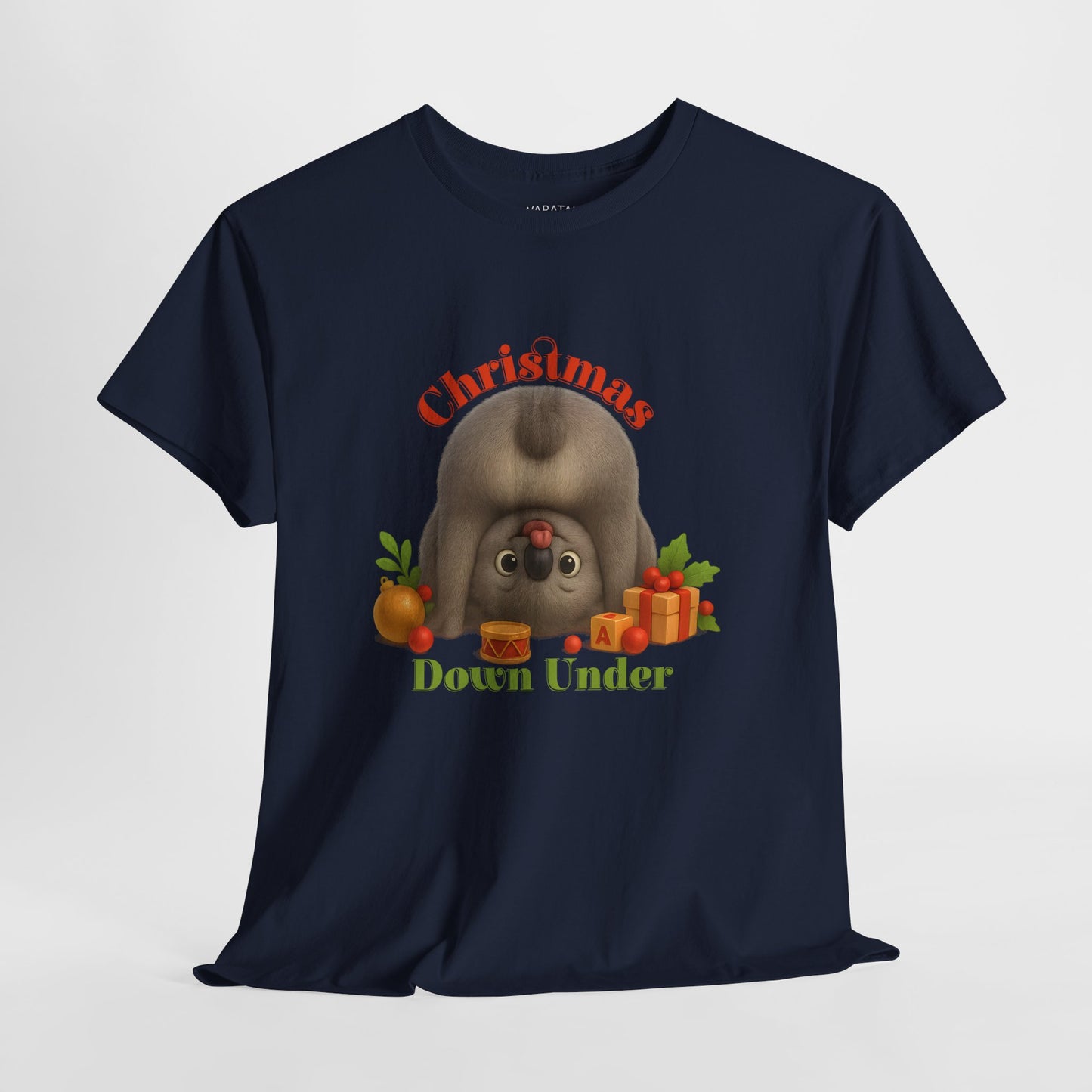 Christmas Down Under – Adult T-Shirt | Upside Down Koala Christmas Design | Gumleaf Gang Festive Friends