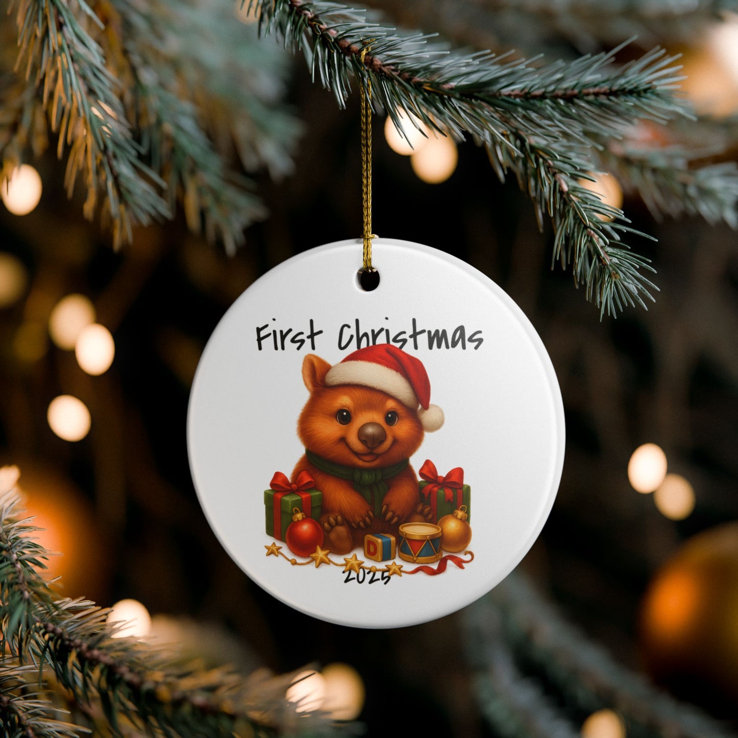 First Christmas Wombat 3 - Australian Animal Christmas Ornament – 2025 Festive Keepsake
