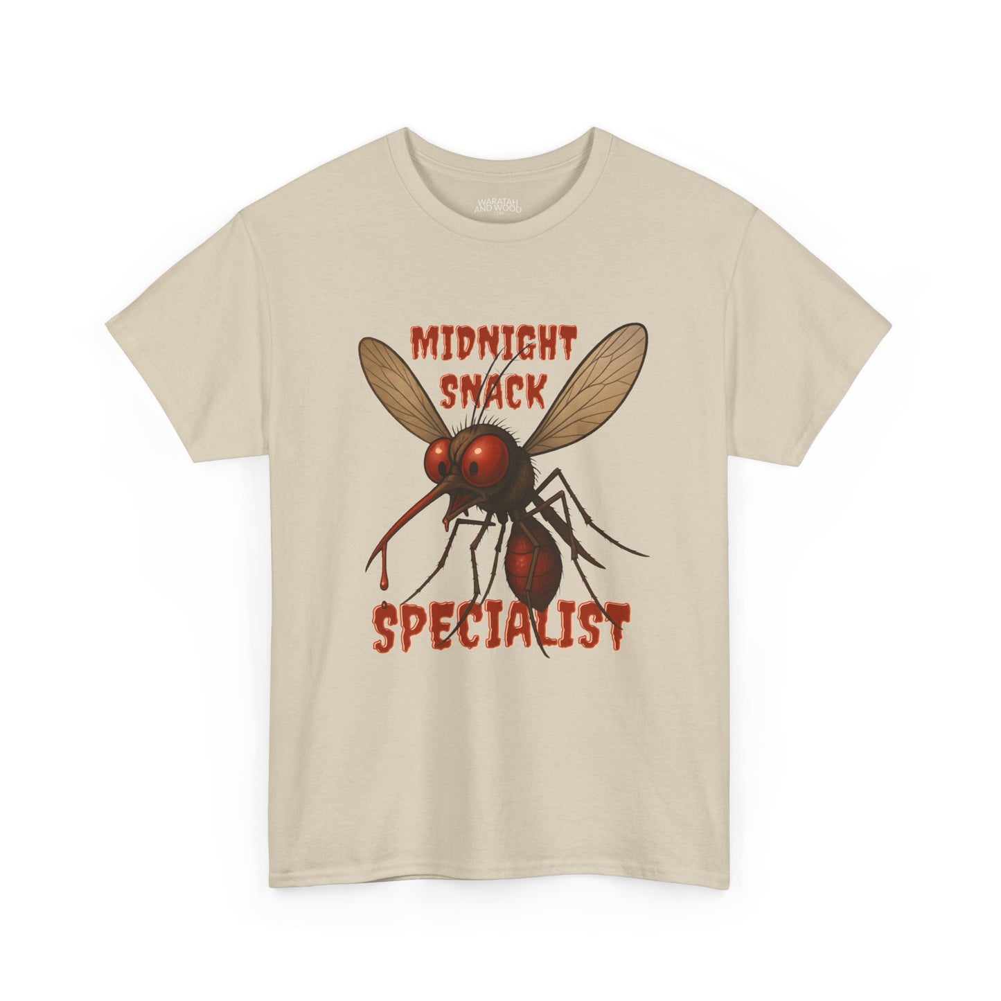 Midnight Snack Specialist – Adult T-Shirt | Funny Aussie Mozzie Vampire Design | Waratah and Wood Pride and Play Collection