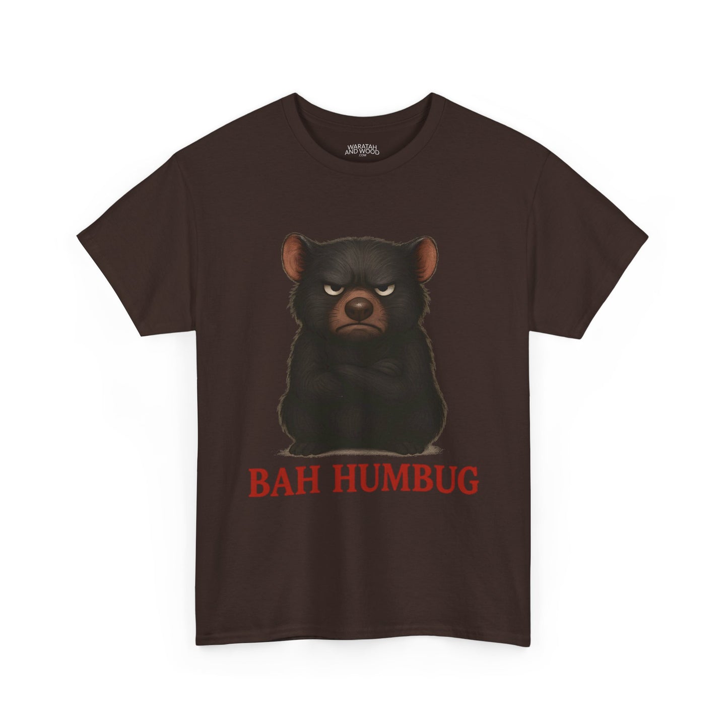 Bah Humbug Christmas – Adult T-Shirt | Tasmanian Devil Design | Gumleaf Gang Festive Friends