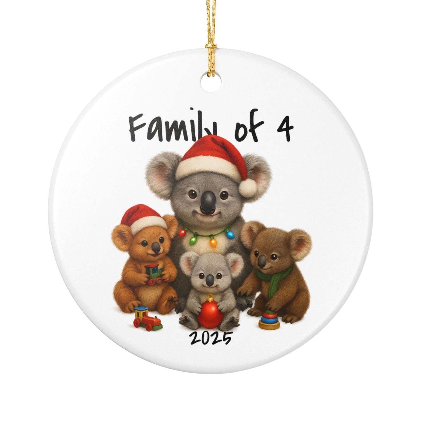 Single Parent Family of 4 Australian Animal Christmas Ornament – Koala Design – 2025 Festive Keepsake