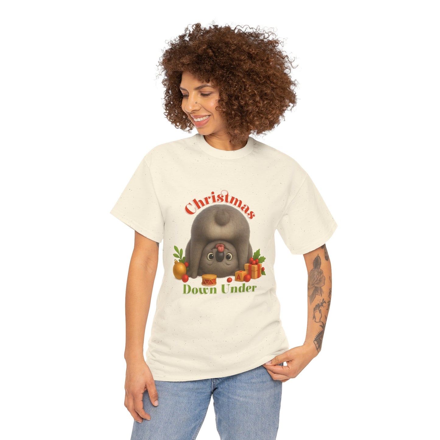 Christmas Down Under – Adult T-Shirt | Upside Down Koala Christmas Design | Gumleaf Gang Festive Friends