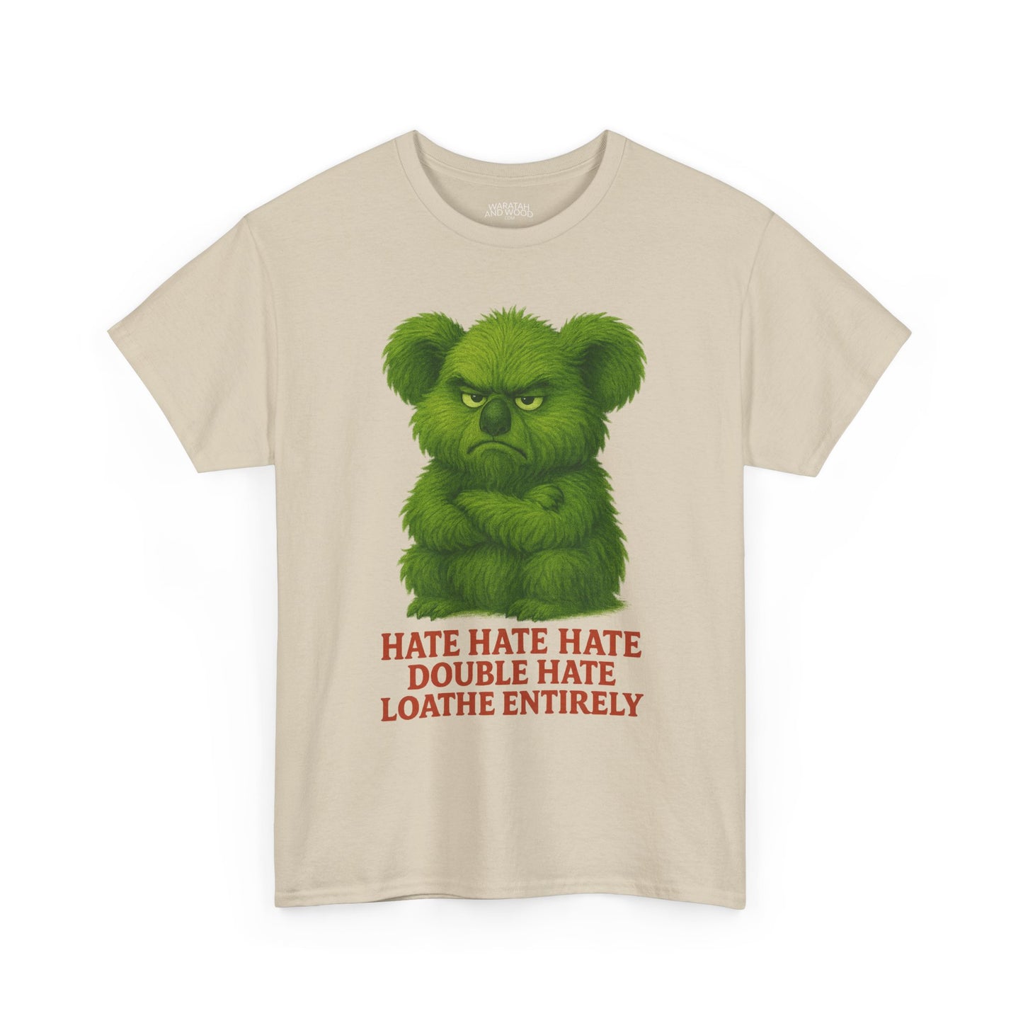 Grumpy Green Koala Christmas – Adult T-Shirt | Native Wildlife Design | Gumleaf Gang Festive Friends