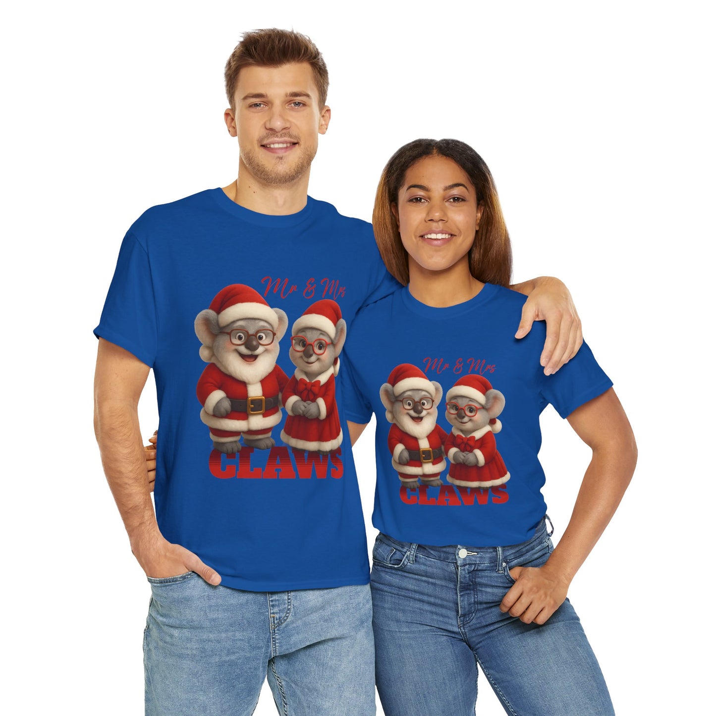 Mr and Mrs Claws – Adult T-Shirt | Koala Santa and Mrs Claws Design | Gumleaf Gang Festive Friends