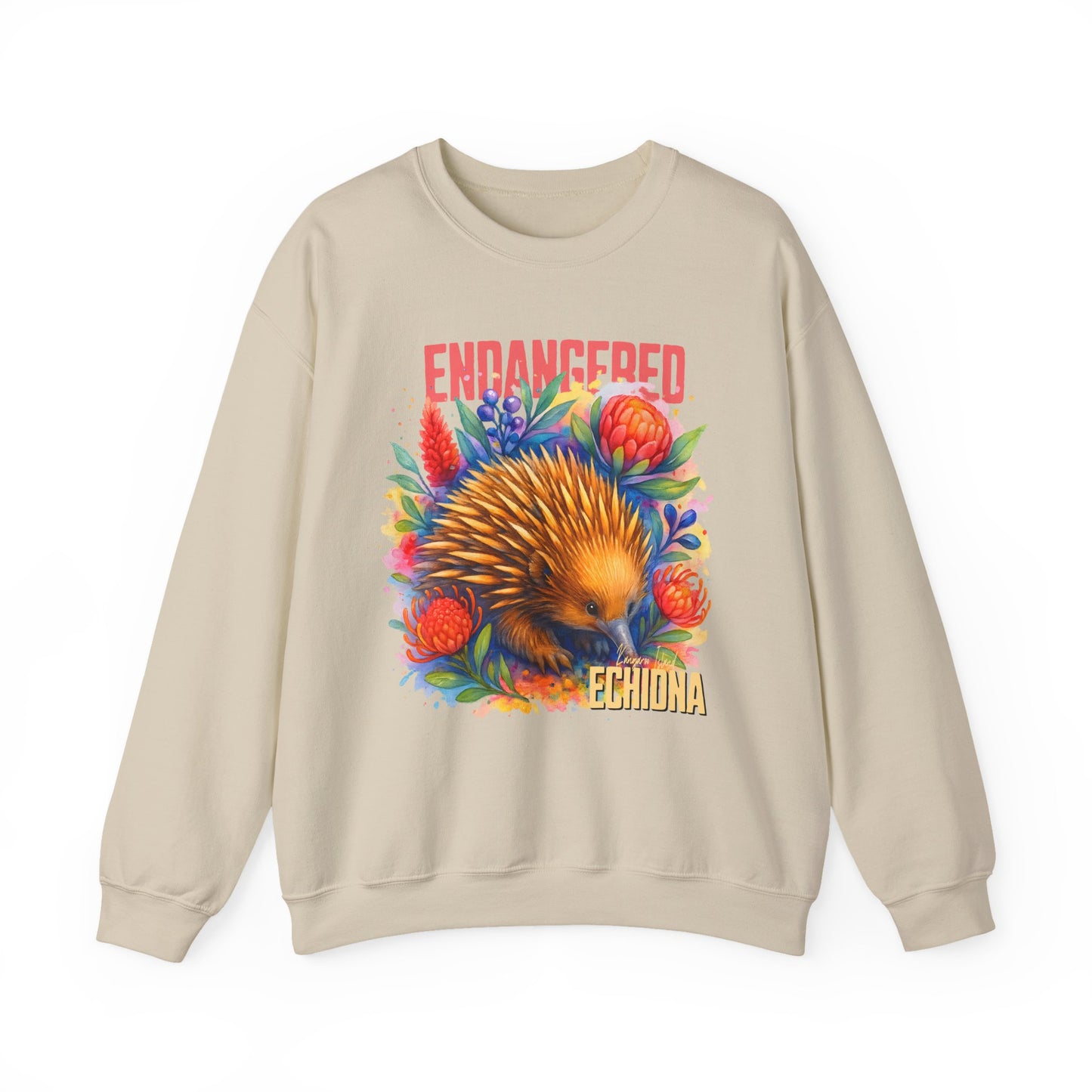 Endangered Kangaroo Island Echidna – Adult Sweatshirt | Australian Wildlife Conservation Design | Waratah and Wood Hearts and Habitats