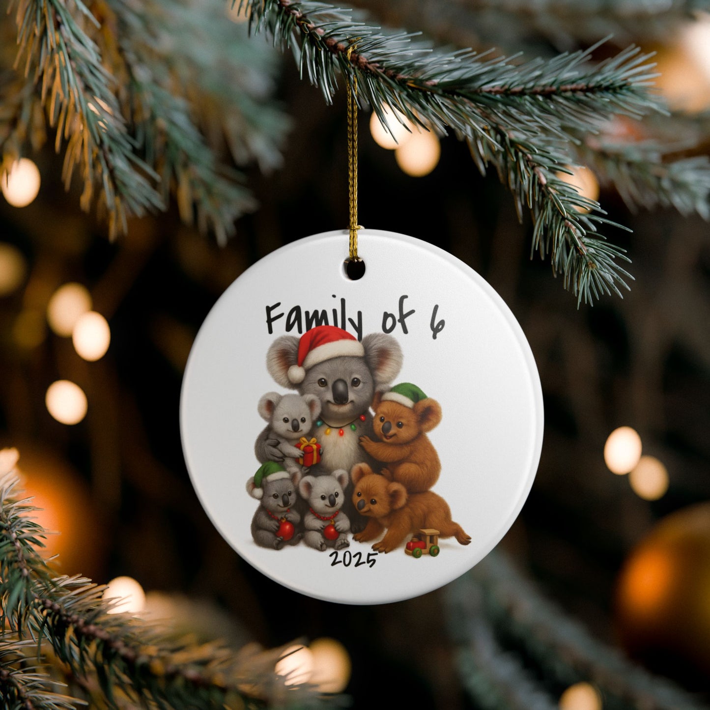 Single Parent Family of 6 Australian Animal Christmas Ornament – Koala Design – 2025 Festive Keepsake
