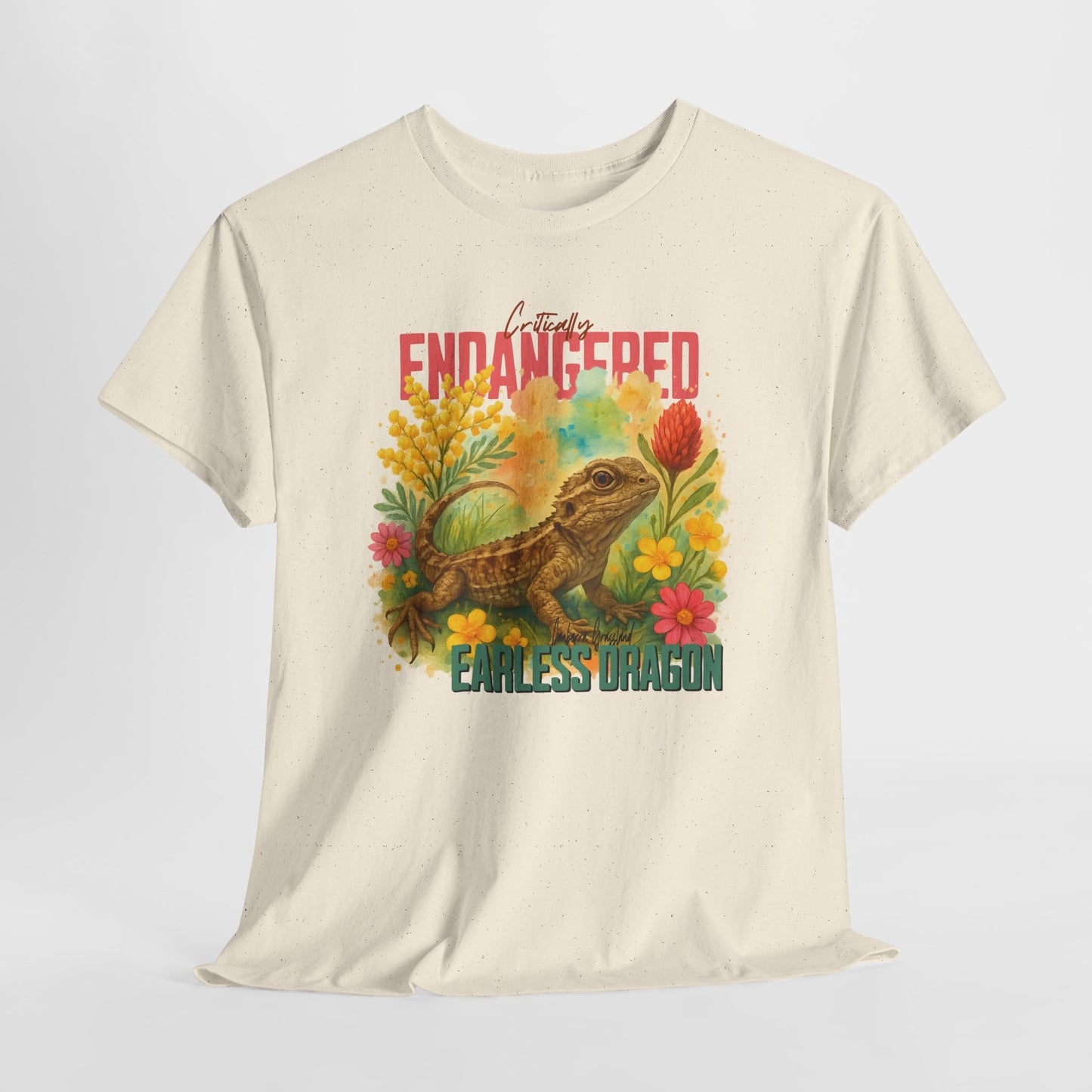 Critically Endangered Canberra Grassland Earless Dragon - Adult T-Shirt – Australian Wildlife Awareness
