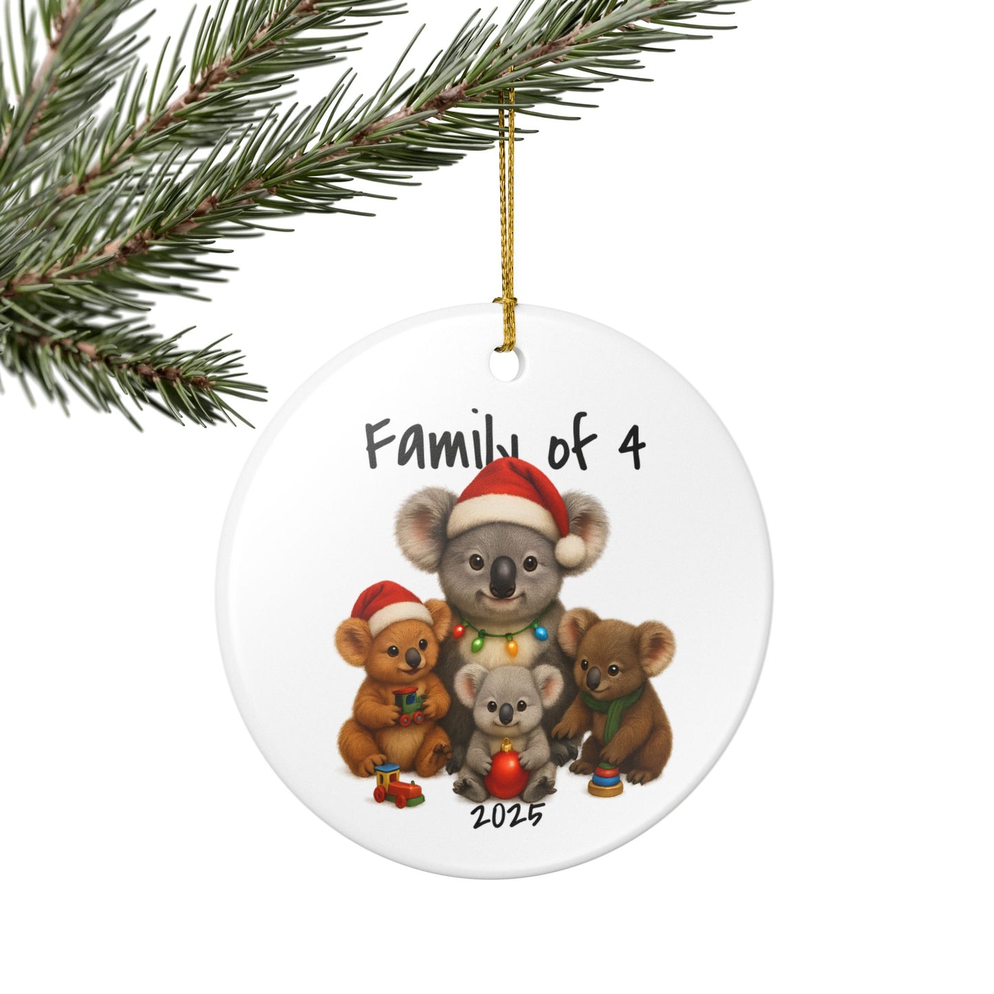 Single Parent Family of 4 Australian Animal Christmas Ornament – Koala Design – 2025 Festive Keepsake