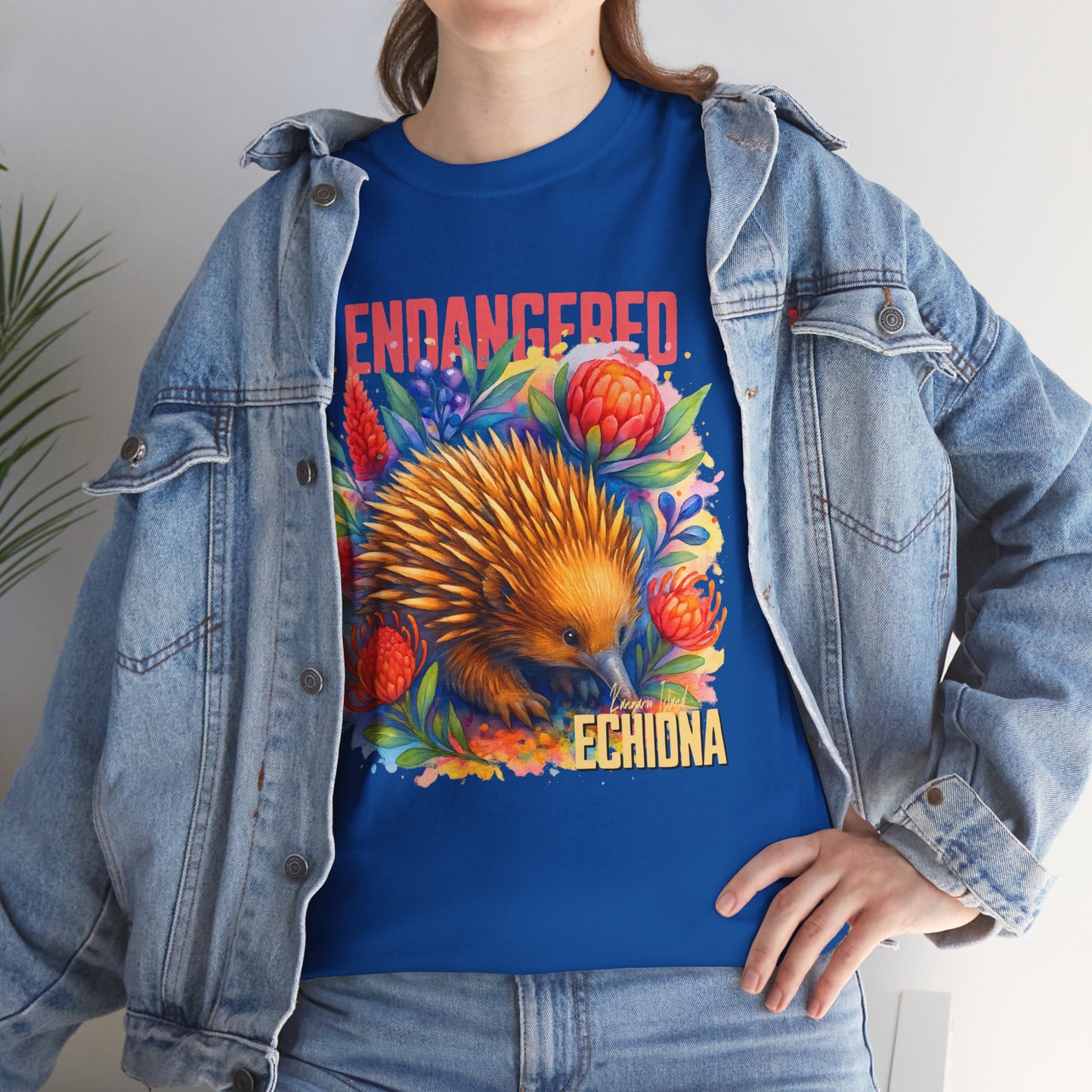Endangered Kangaroo Island Echidna – Adult T-Shirt | Australian Wildlife Conservation Design | Waratah and Wood Hearts and Habitats
