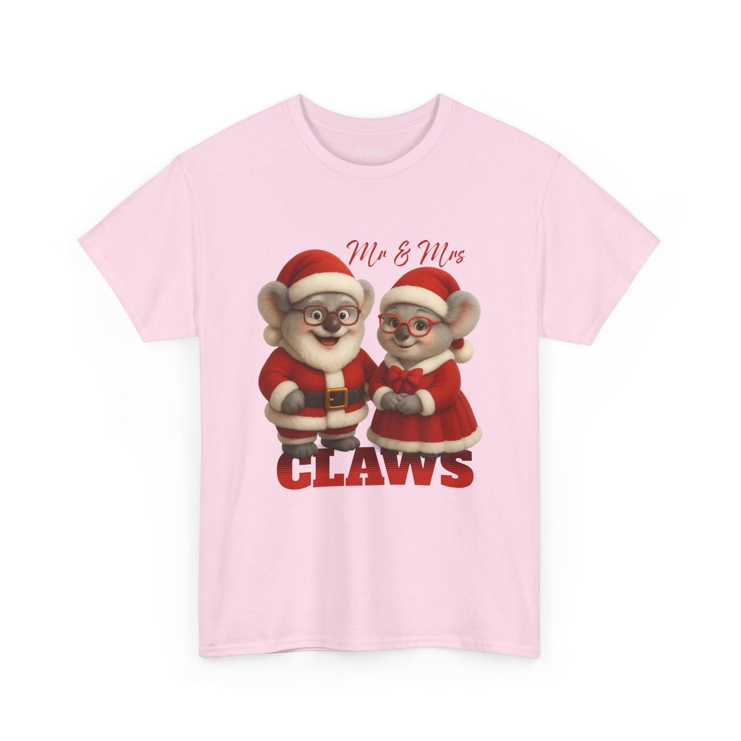 Mr and Mrs Claws – Adult T-Shirt | Koala Santa and Mrs Claws Design | Gumleaf Gang Festive Friends