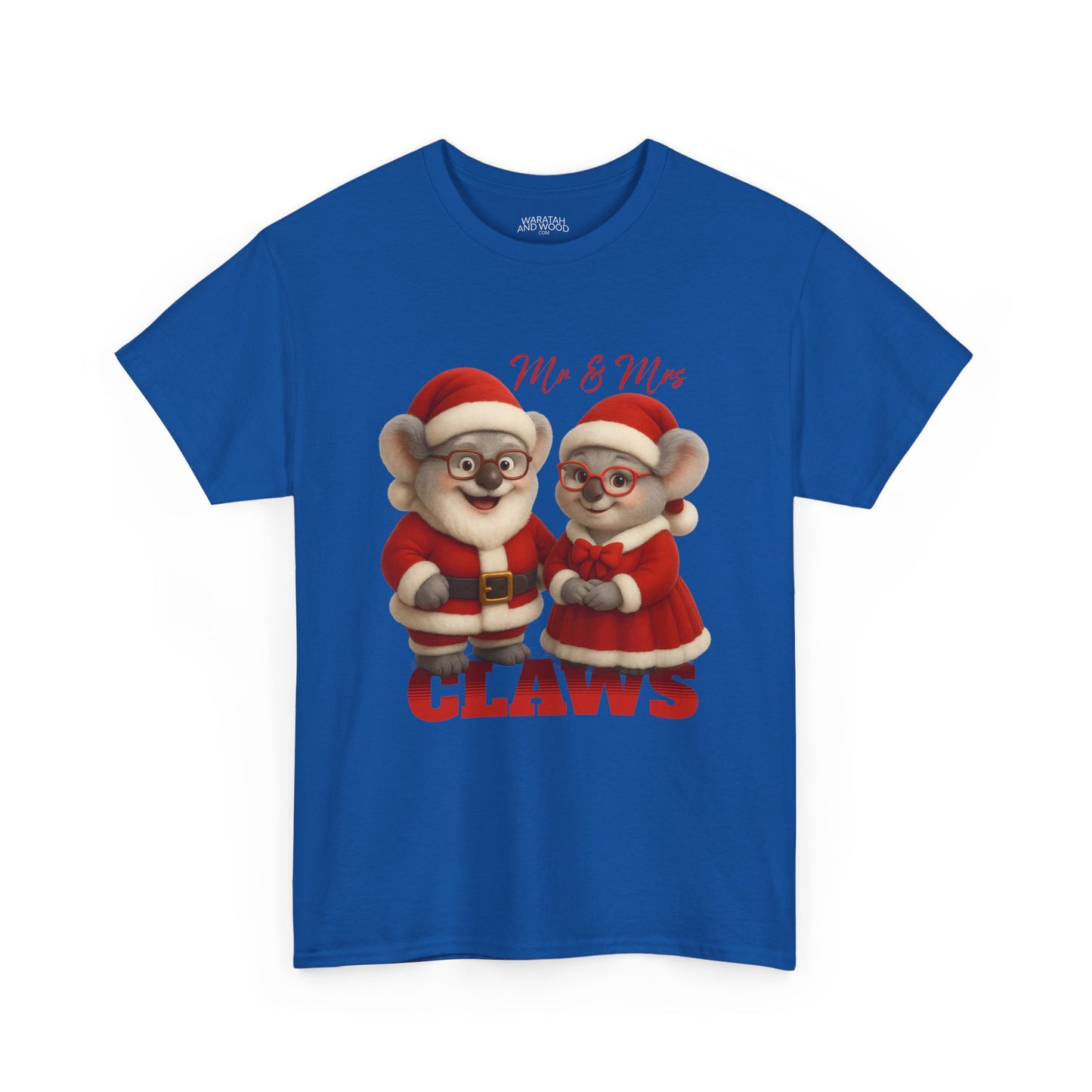 Mr and Mrs Claws – Adult T-Shirt | Koala Santa and Mrs Claws Design | Gumleaf Gang Festive Friends