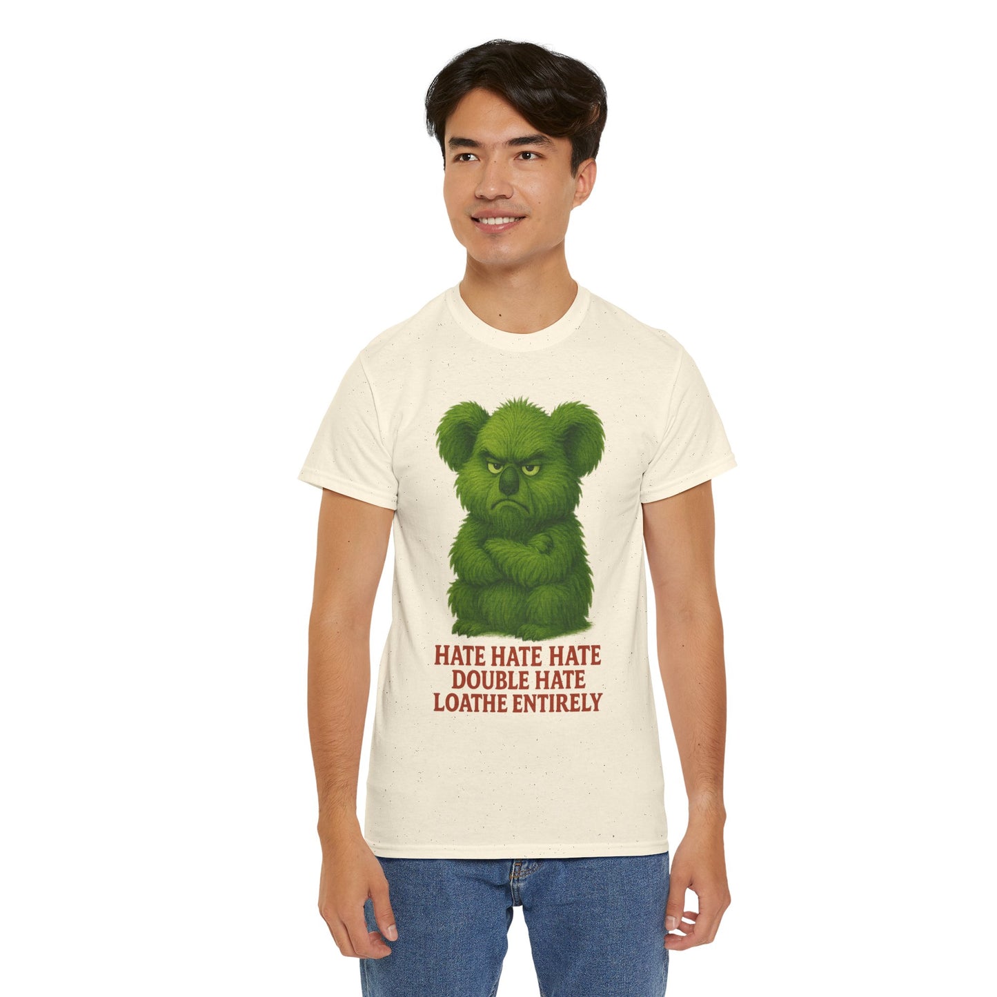 Grumpy Green Koala Christmas – Adult T-Shirt | Native Wildlife Design | Gumleaf Gang Festive Friends