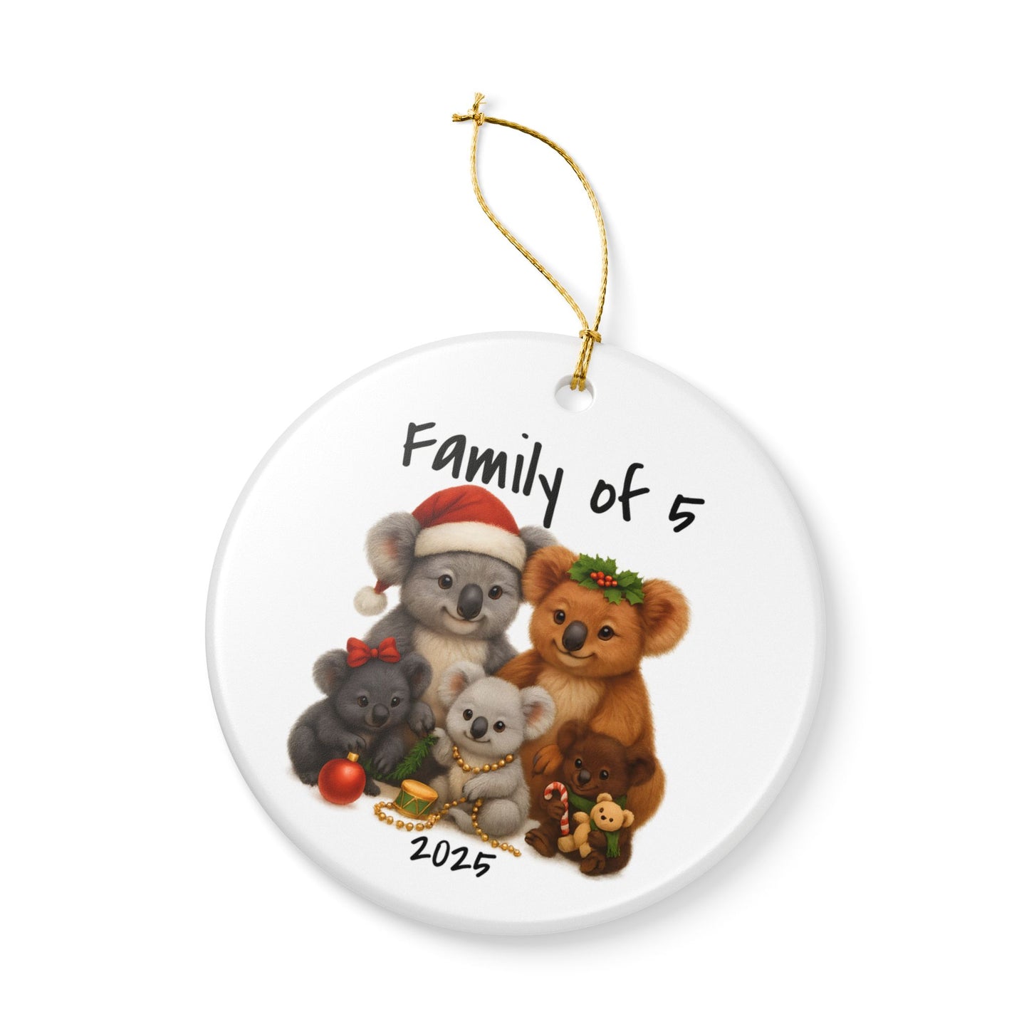 Family of 5 Australian Animal Christmas Ornament – Koala Design – 2025 Festive Keepsake