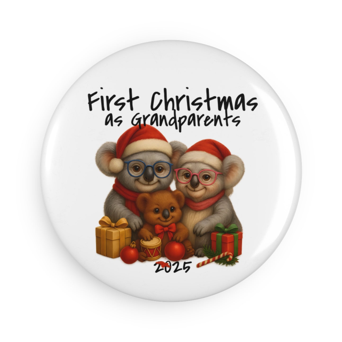 First Christmas as Grandparents 2025 Ceramic Fridge Magnet – Gumleaf Gang Koala Family Keepsake